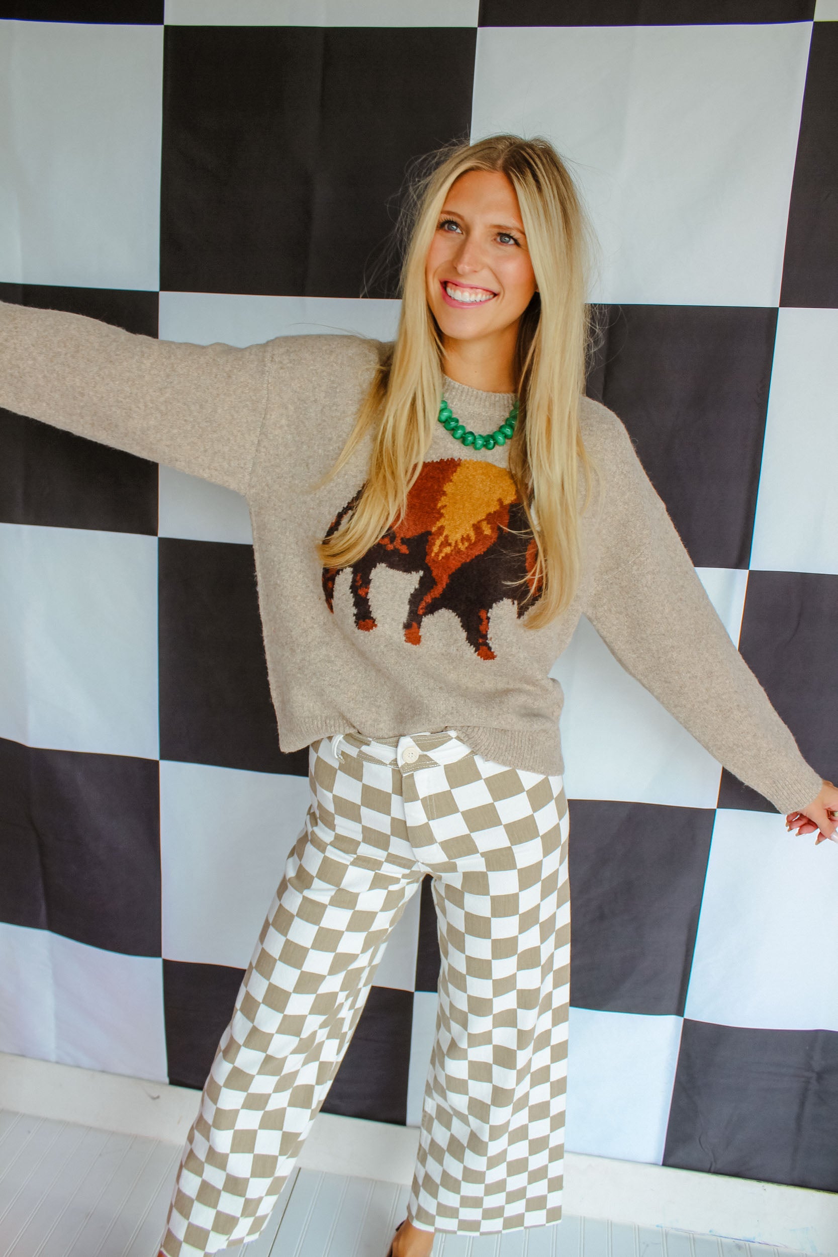 Bison Country Vintage Sweater - Beige Melange