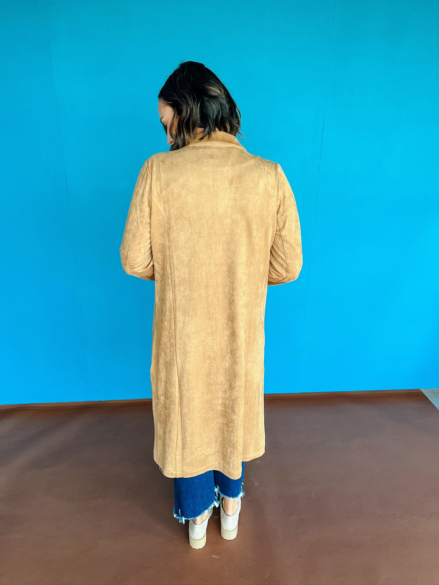 Me Time Faux Suede Duster -Tan