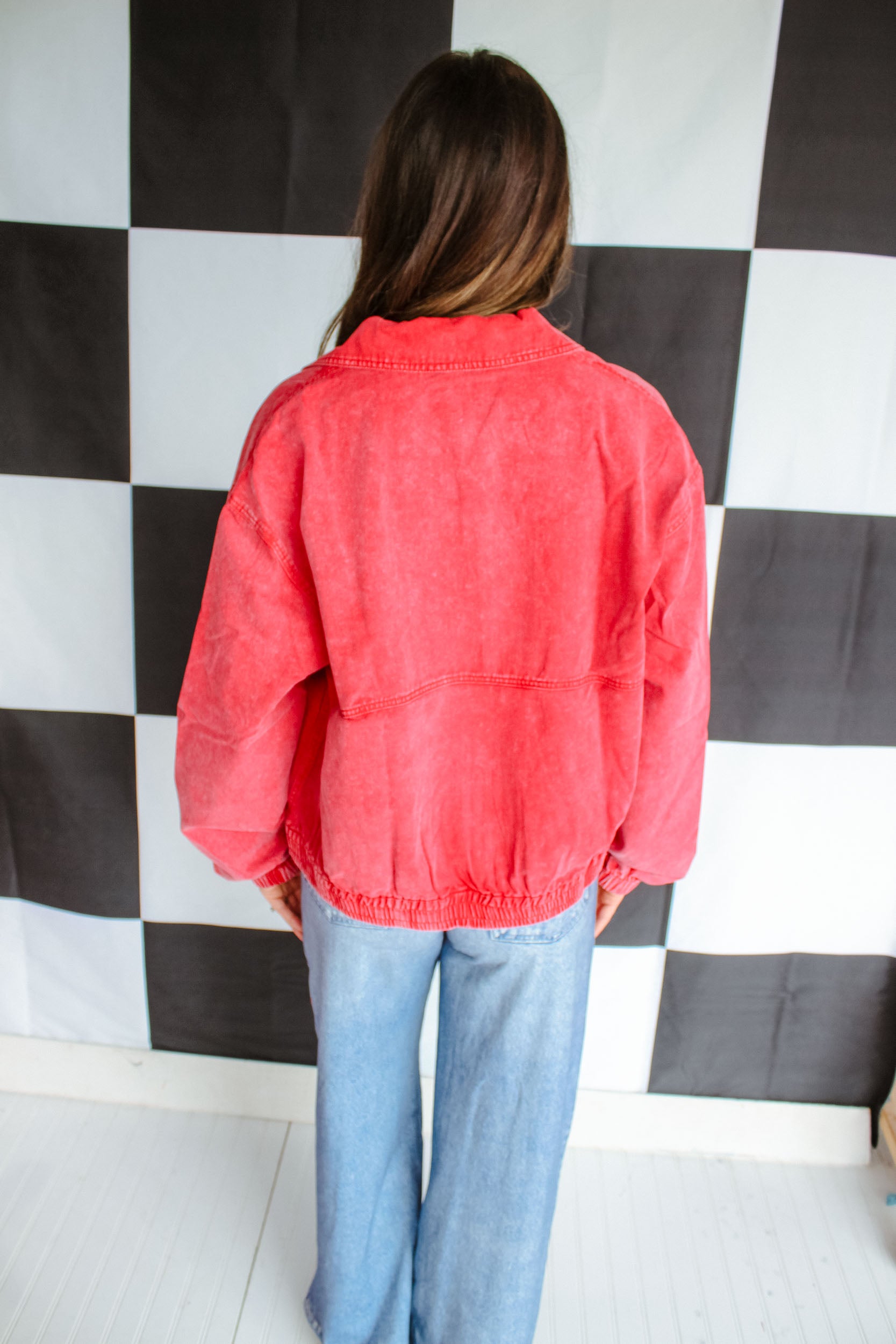 The Alumni Club Washed Denim Jacket - Muted Red