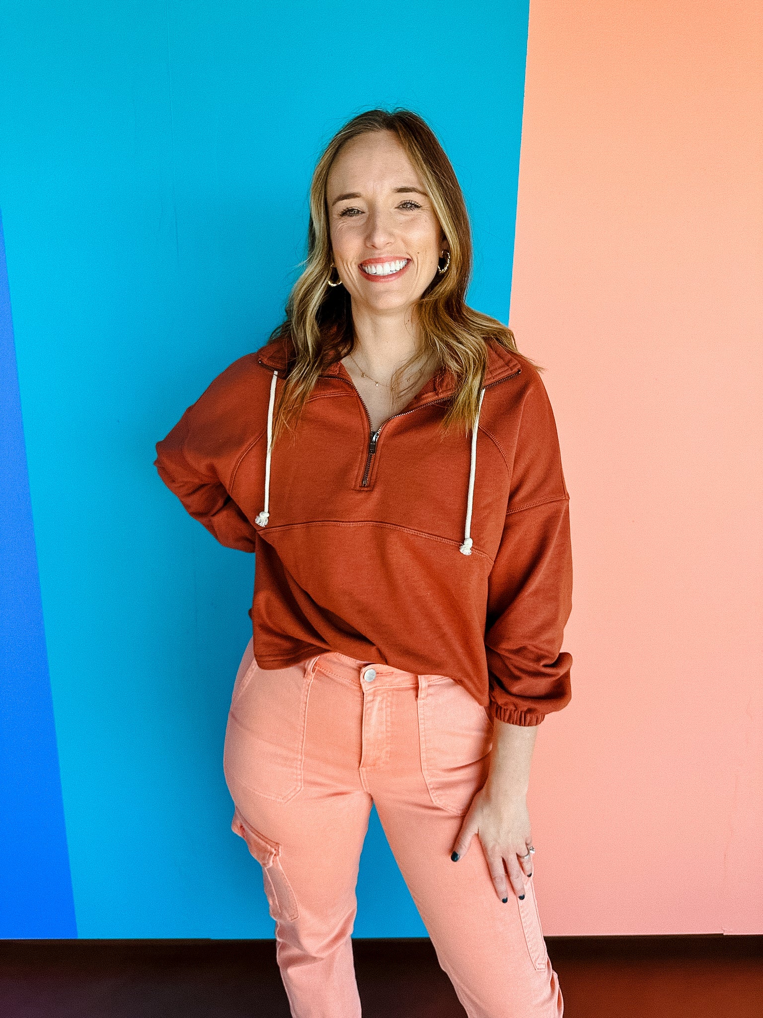 Shauna Quarter Zip Pullover - Rust