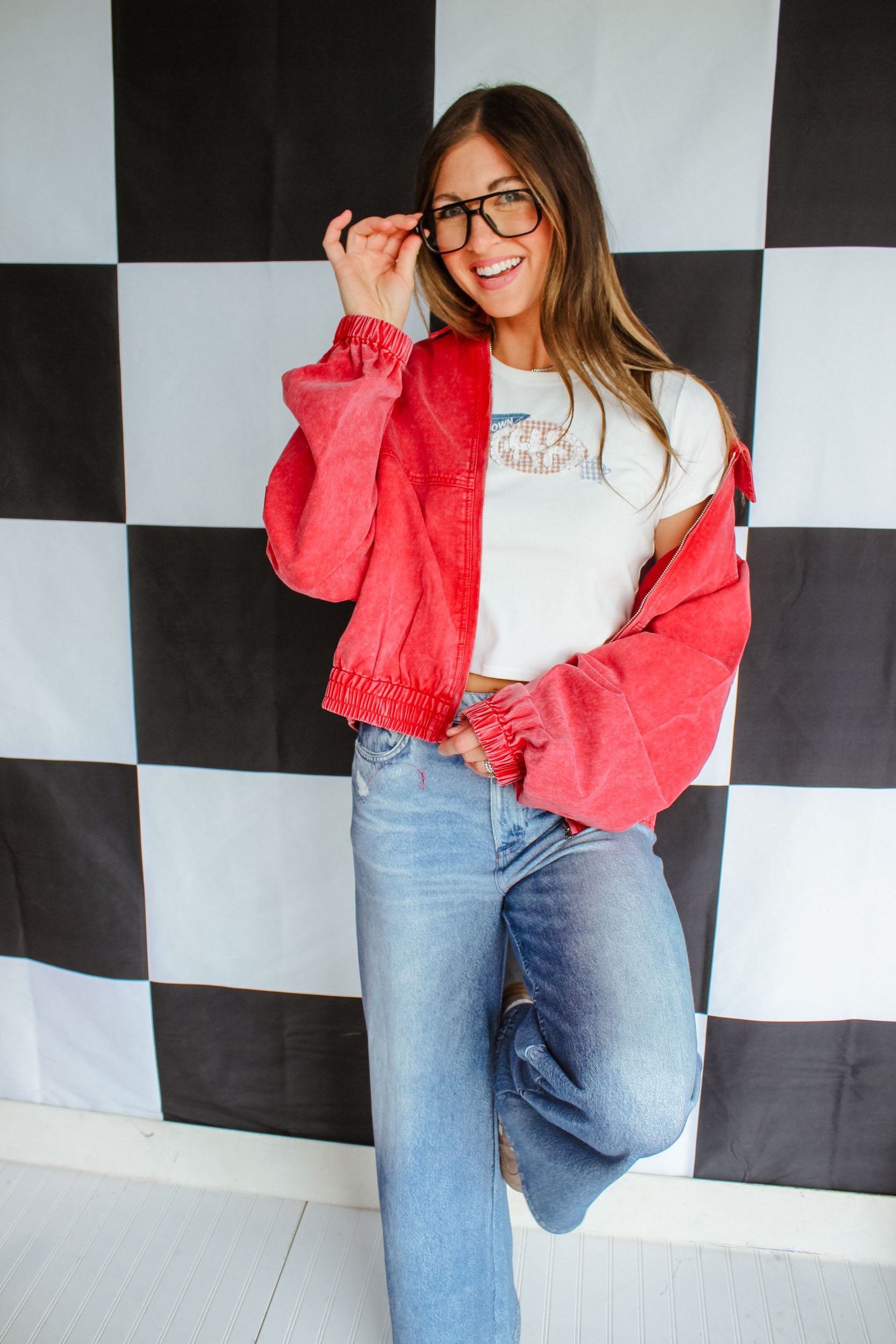 The Alumni Club Washed Denim Jacket - Muted Red