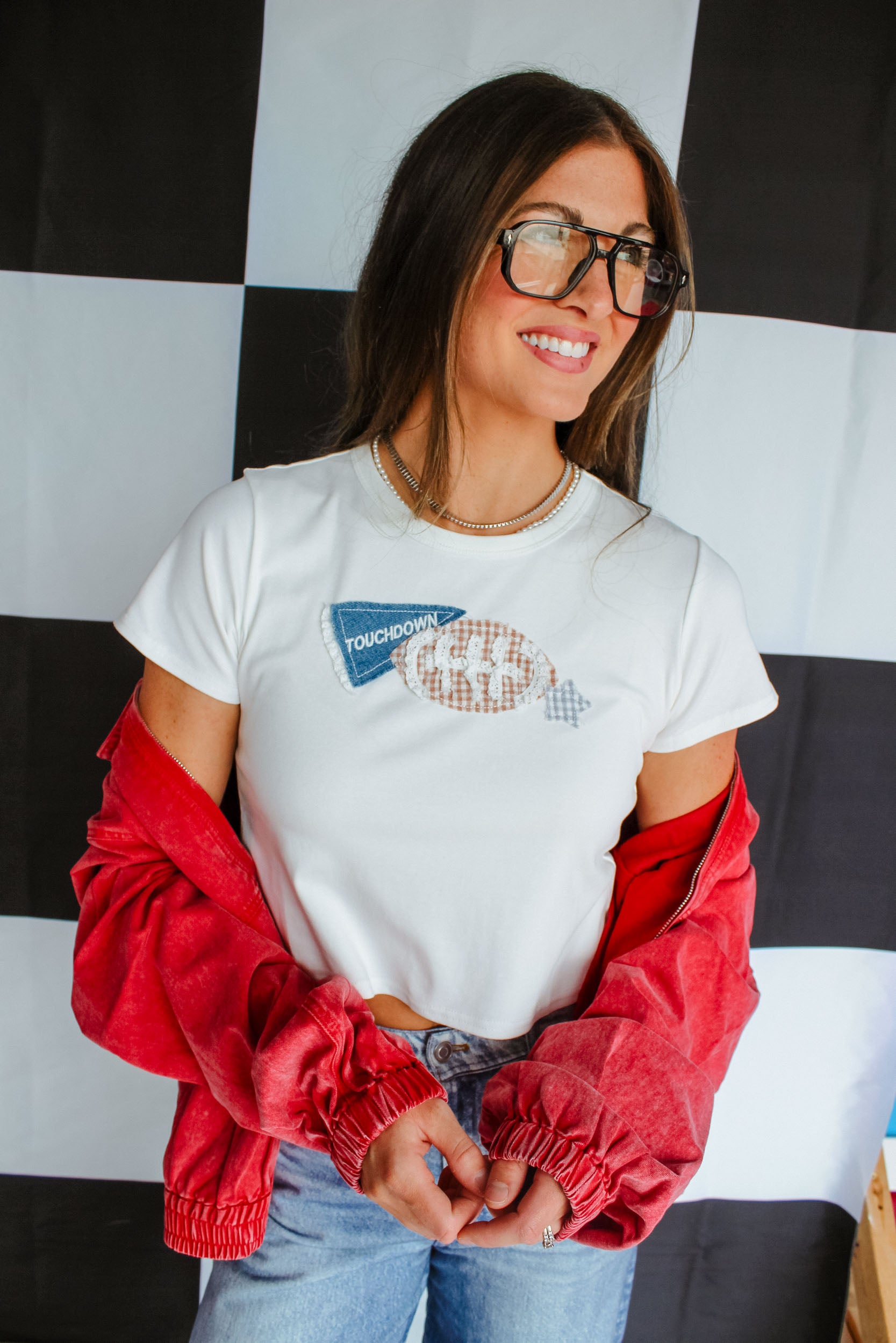 Pep Rally Patchwork Baby Tee - Soft White / Ivory
