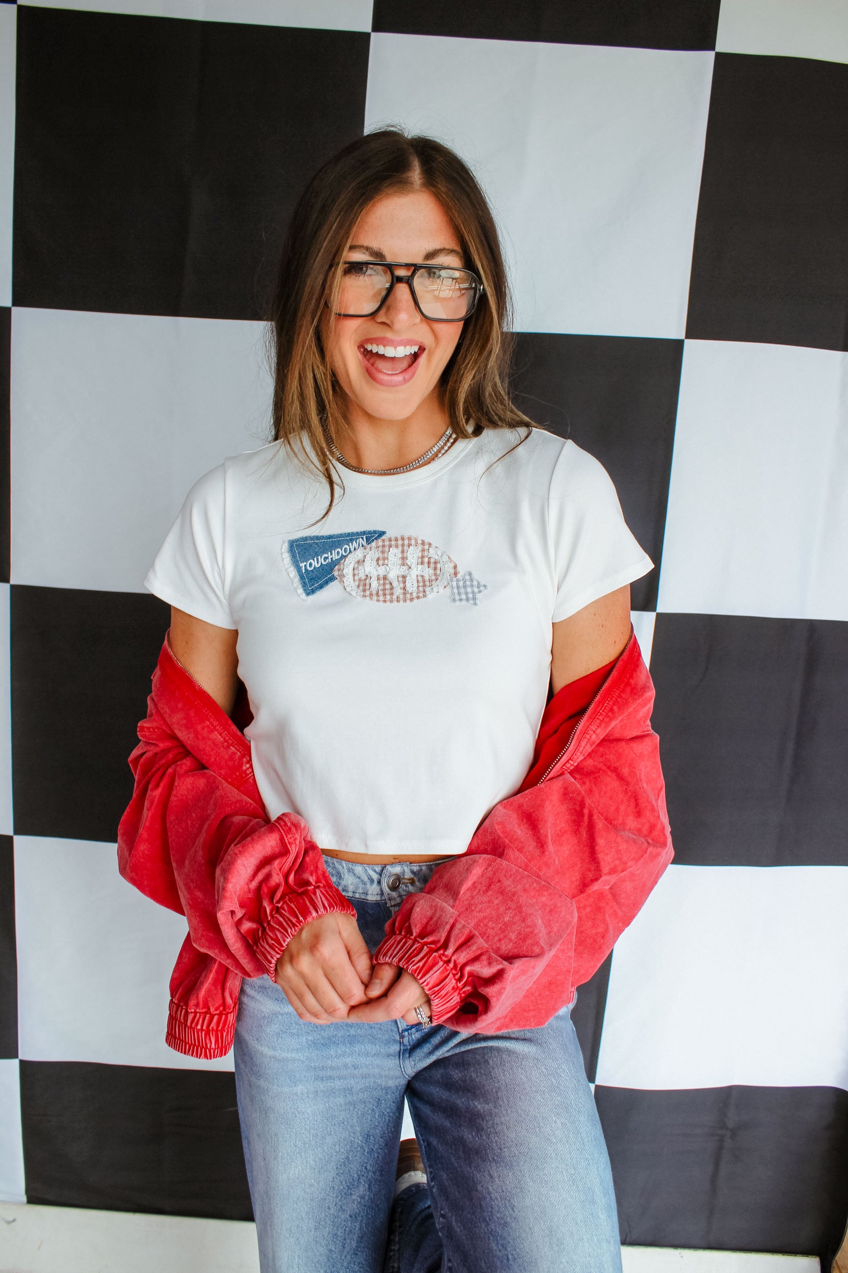 Pep Rally Patchwork Baby Tee - Soft White / Ivory