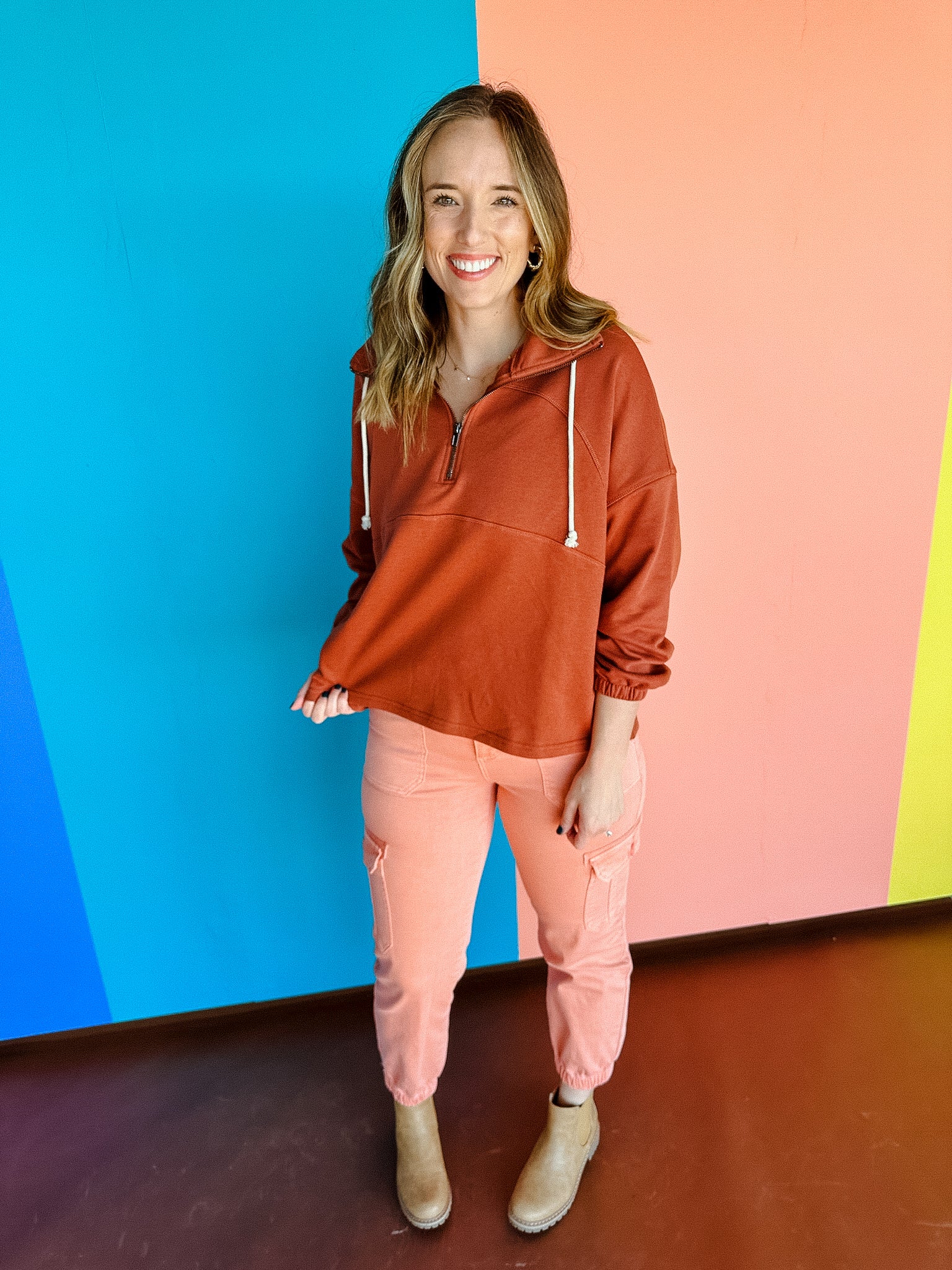 Shauna Quarter Zip Pullover - Rust