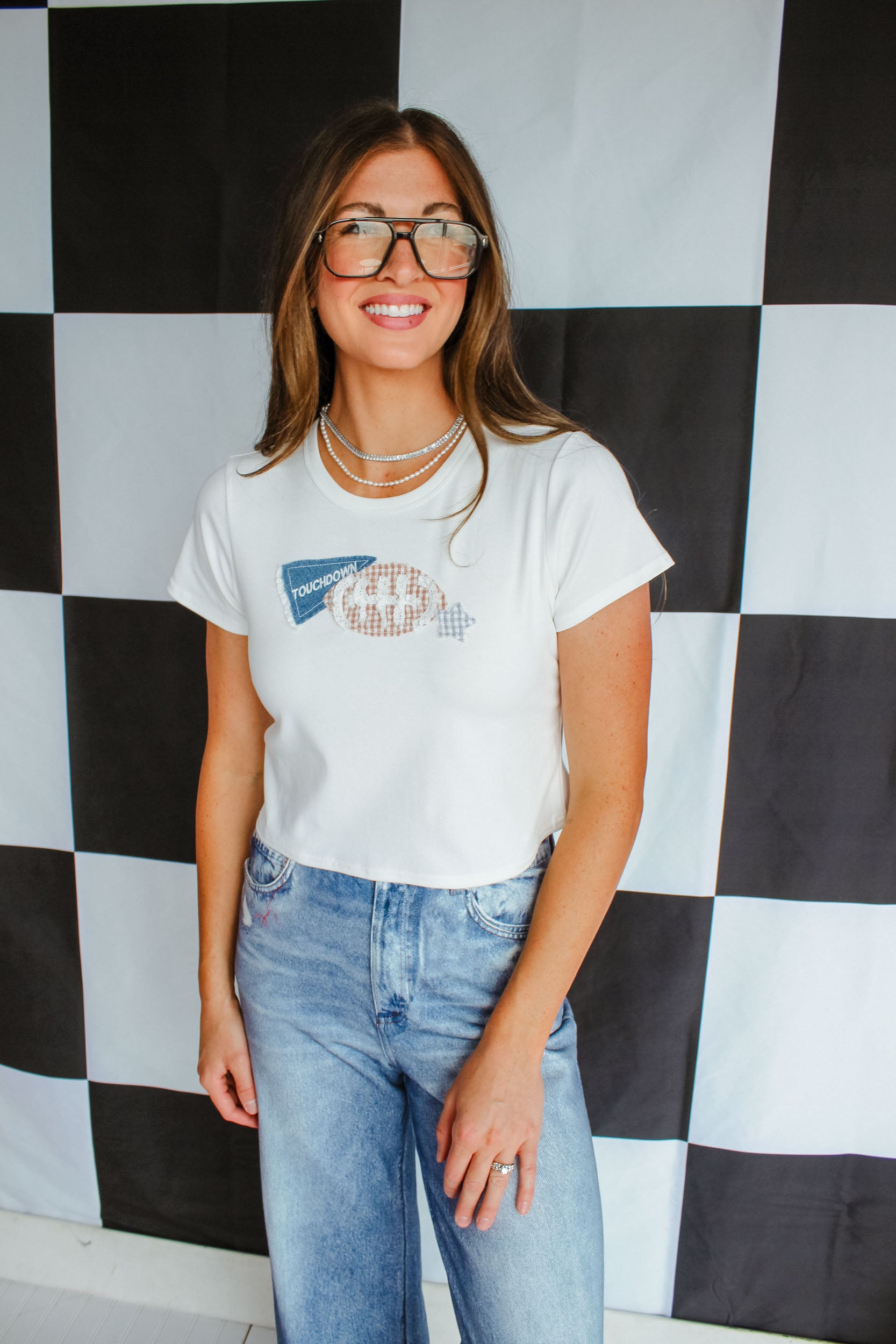 Pep Rally Patchwork Baby Tee - Soft White / Ivory