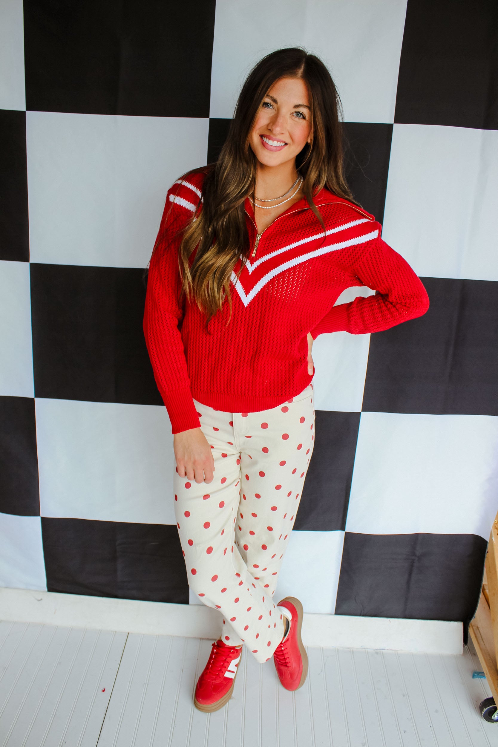 Friday Night Favorite Quarter Zip Pullover - Cool Red