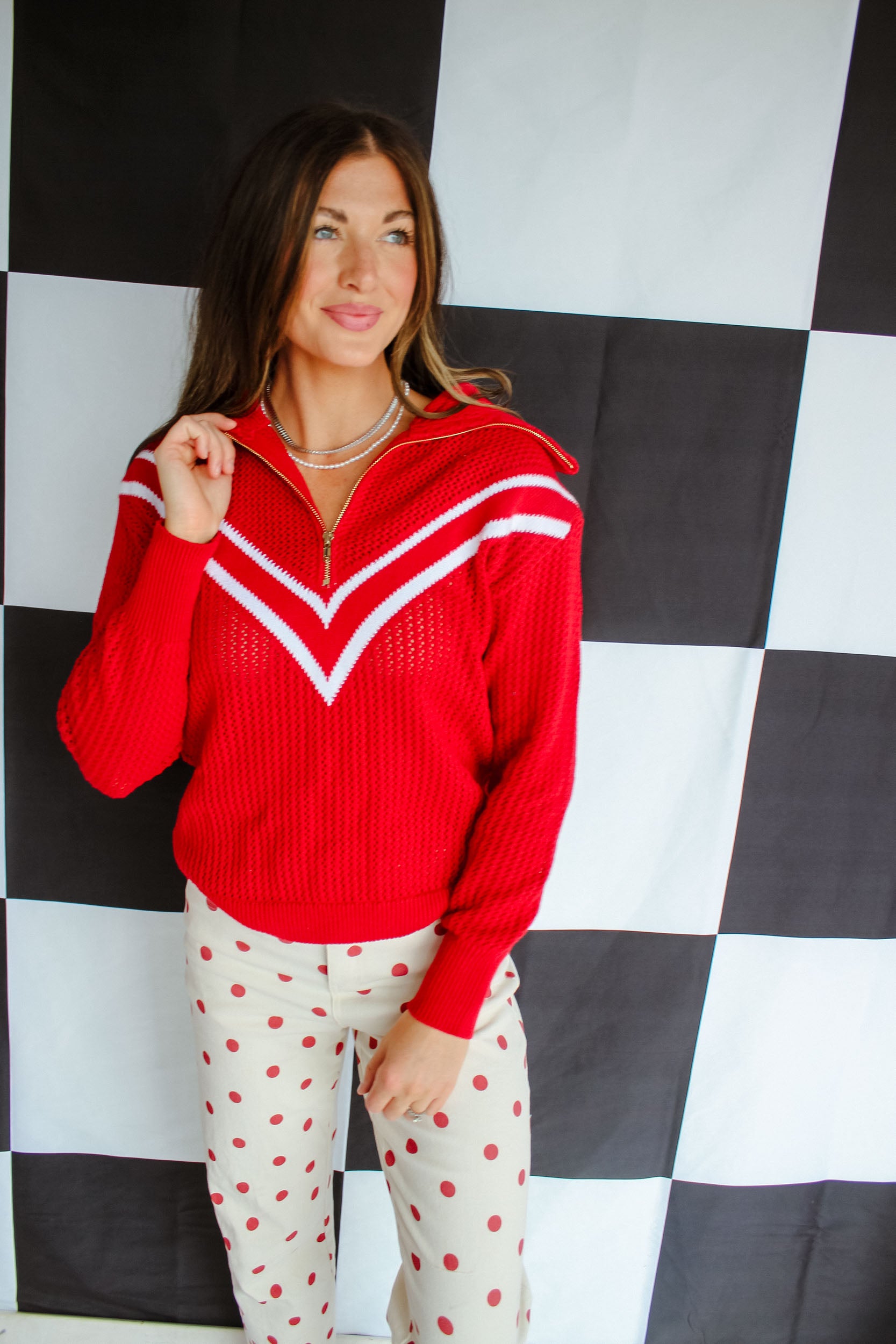 Friday Night Favorite Quarter Zip Pullover - Cool Red