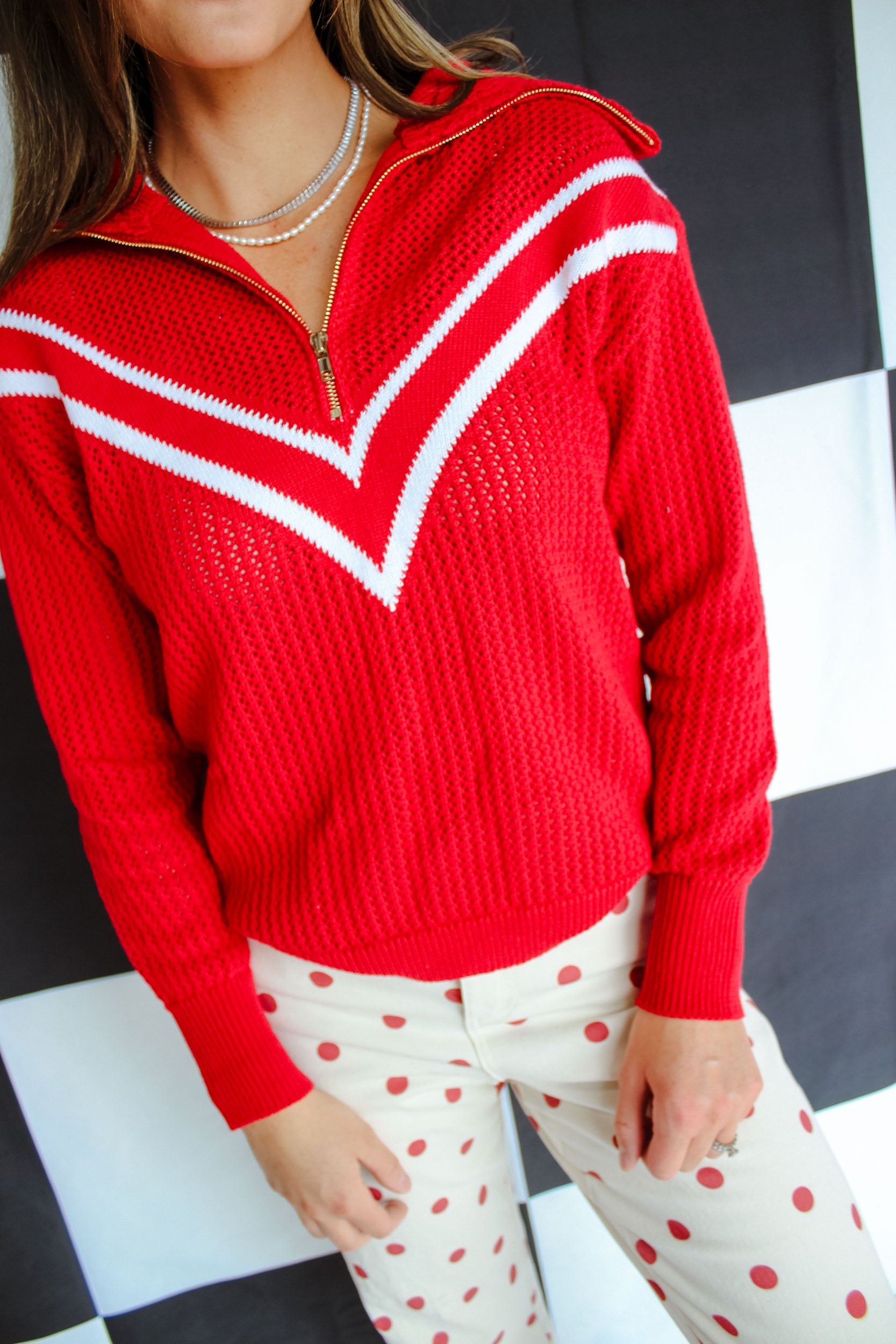 Friday Night Favorite Quarter Zip Pullover - Cool Red