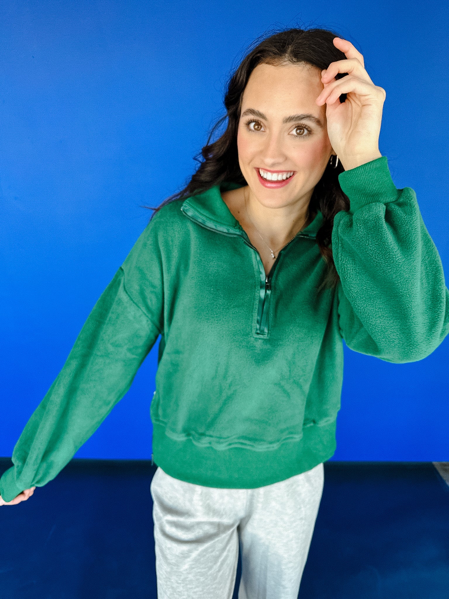 Staying In Quarter Zip - Forest Green