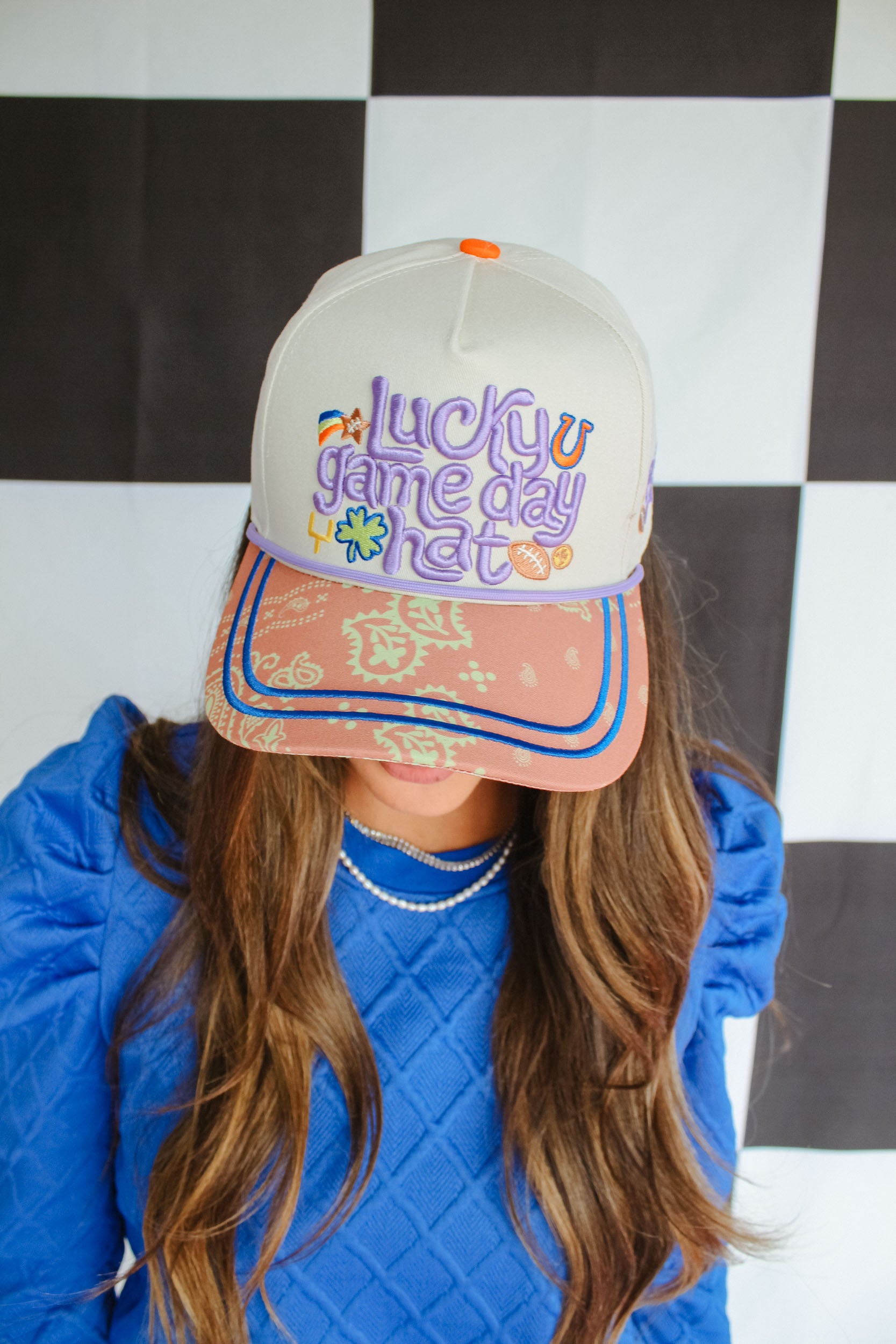 Lucky Me Game Day Hat - Lavender + Camel