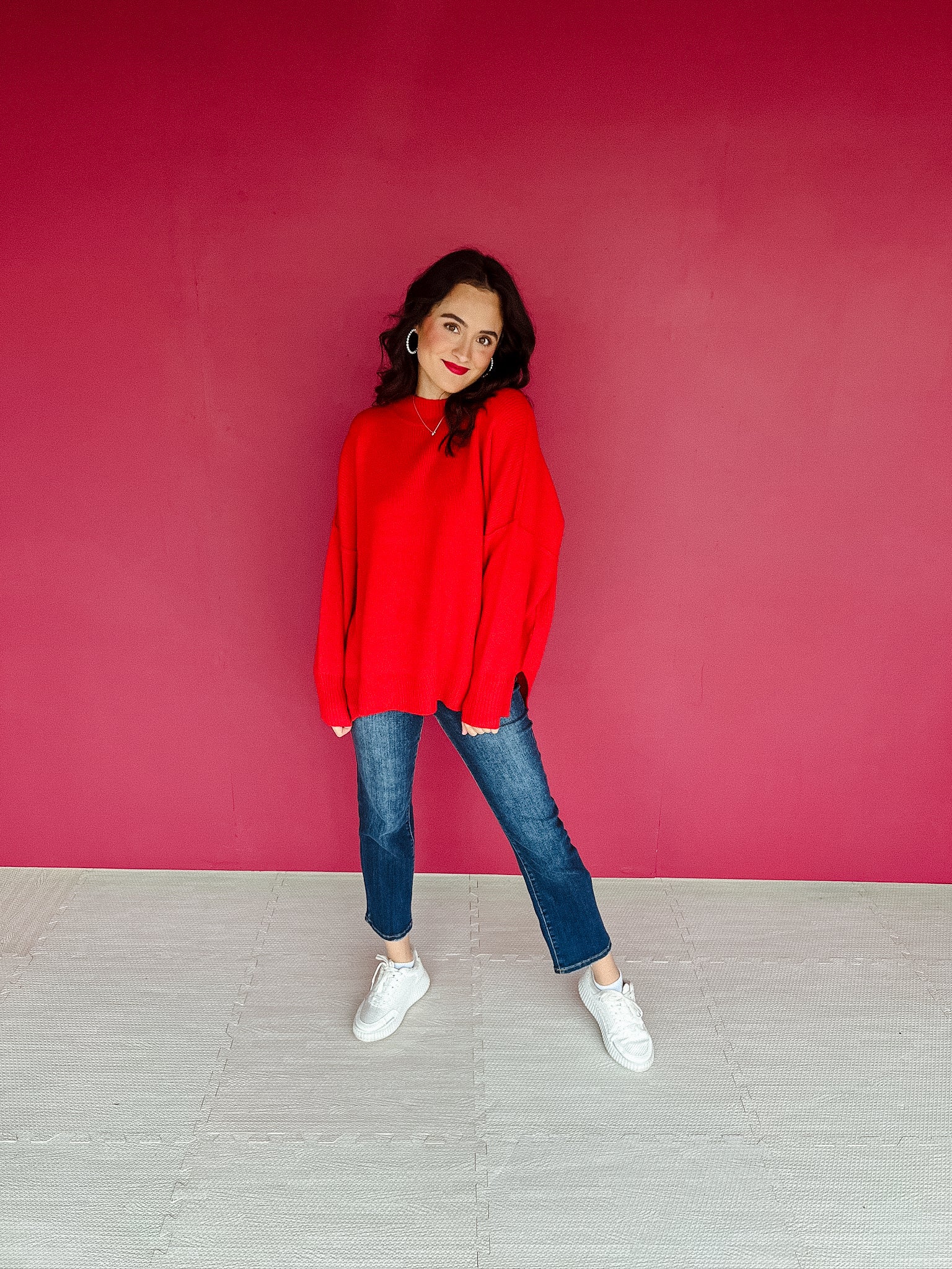 Stylish Bandit Oversized Sweater - True Red