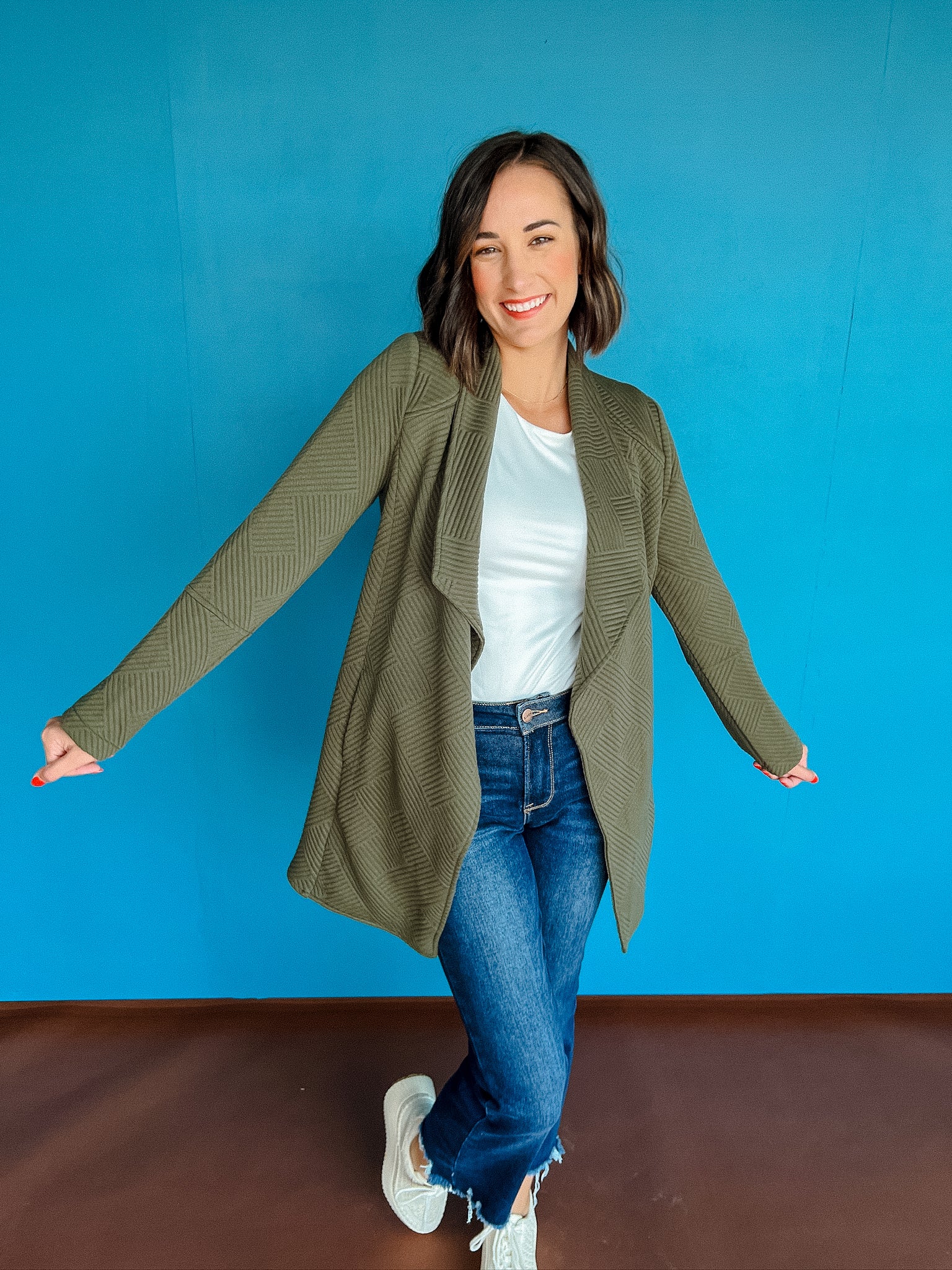 Sherri Quilted Cardigan - Dark Olive