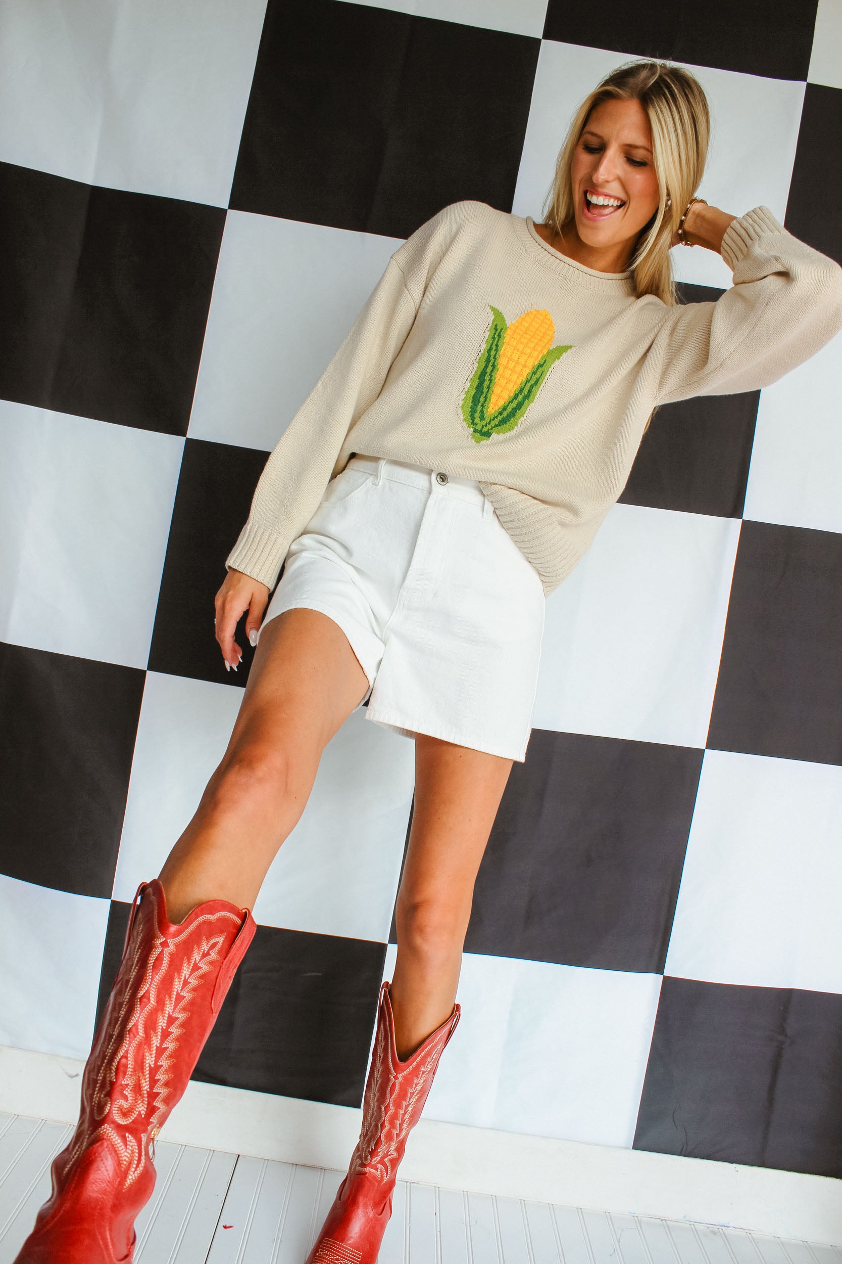 Keely Denim Shorts - Soft White