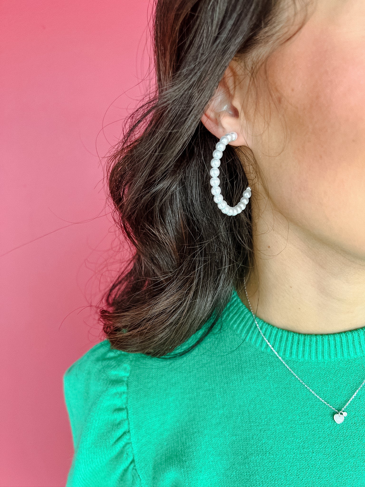 Kit Pearl Hoops - Silver/Pearl