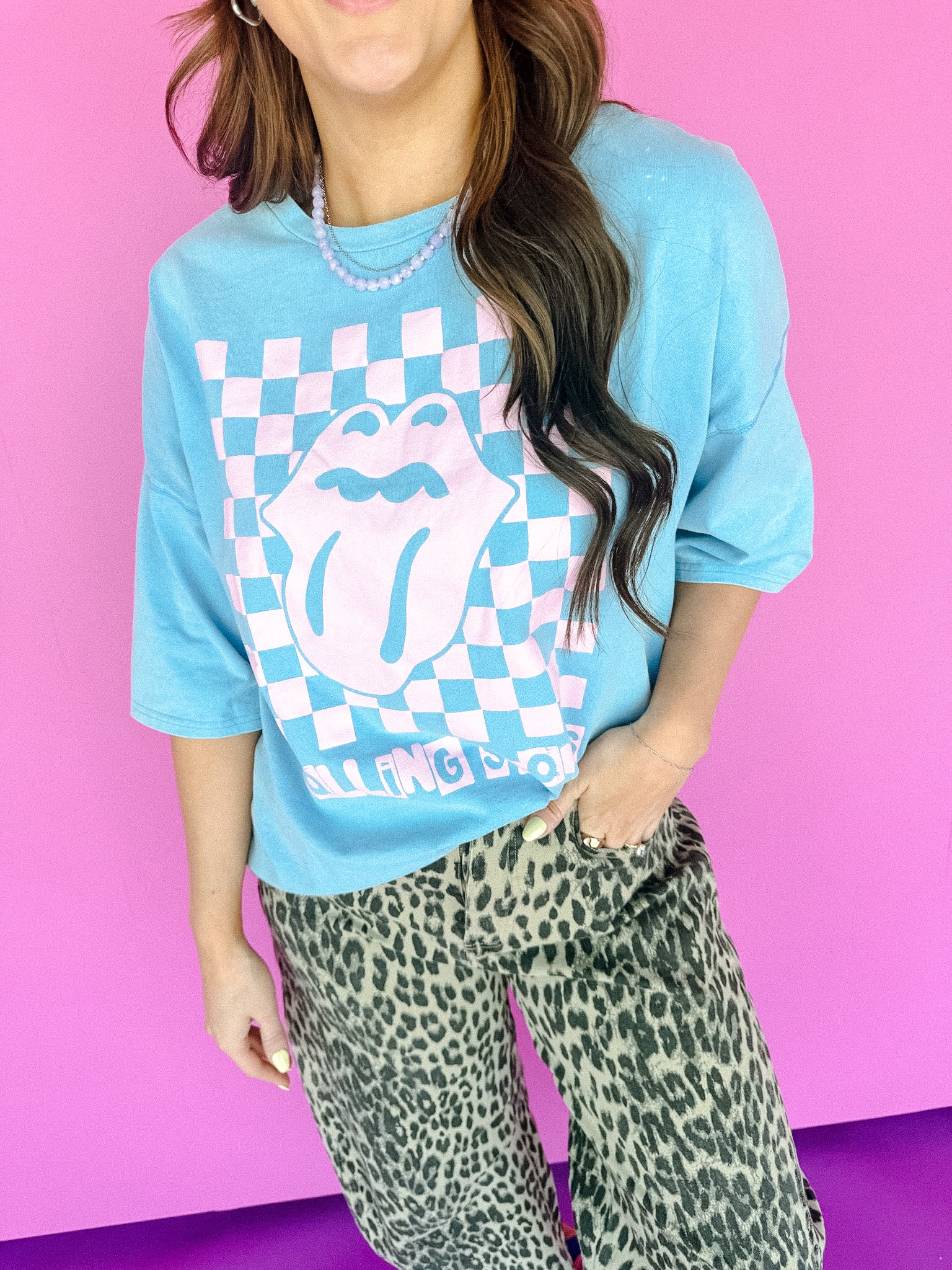 Wren Oversized Graphic Tee - Sky Blue