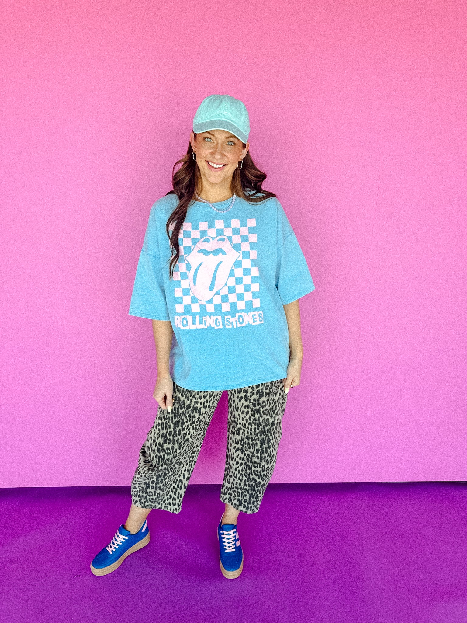 Wren Oversized Graphic Tee - Sky Blue