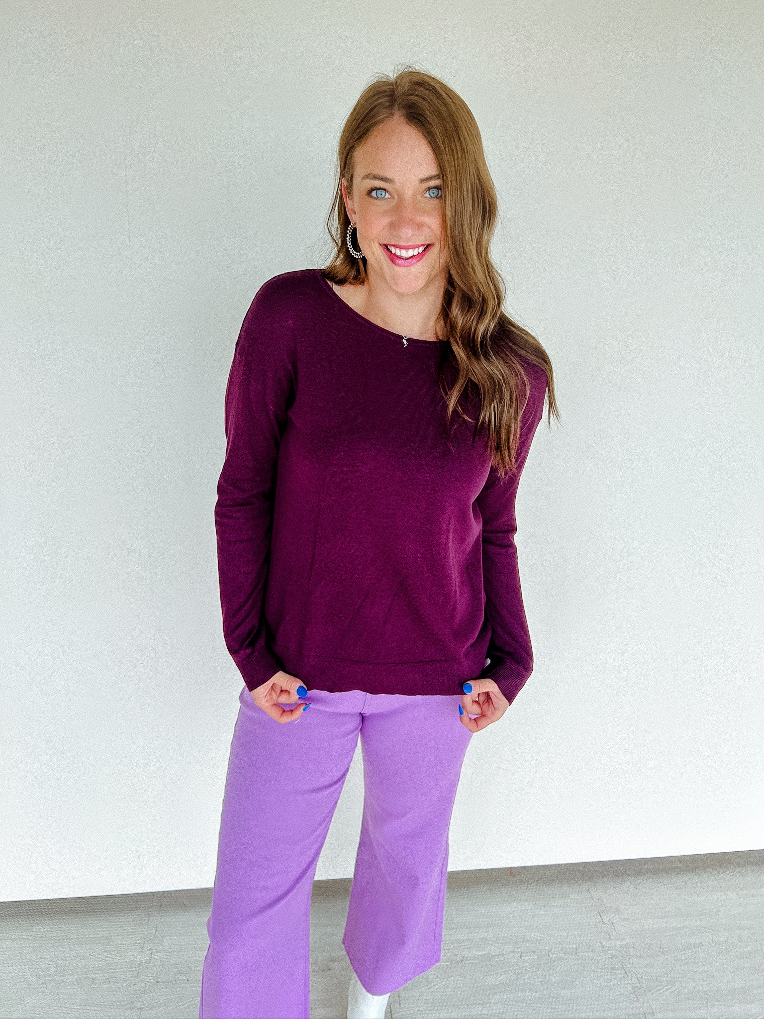 Kara Scoop Neck Sweater - Damson