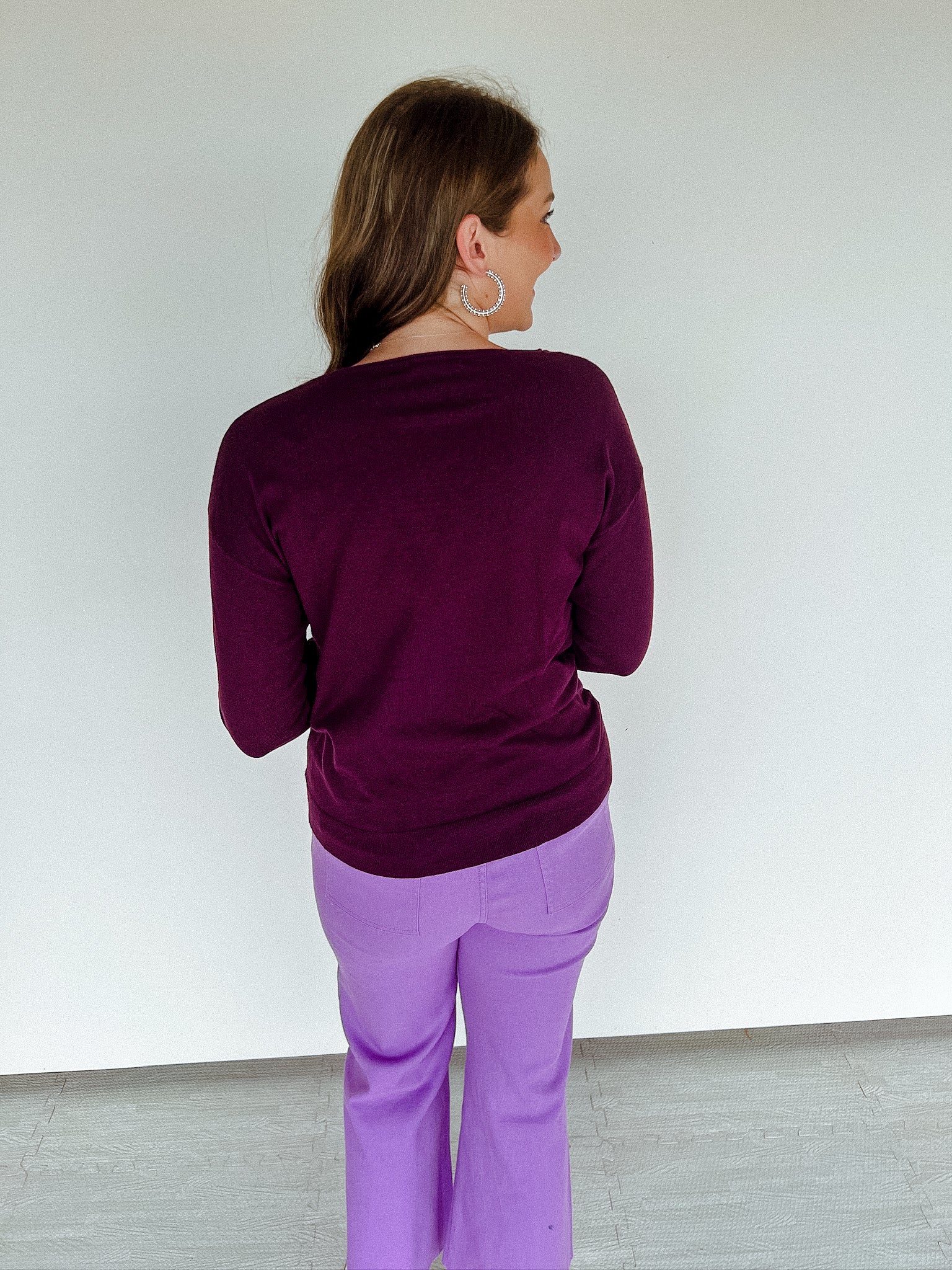 Kara Scoop Neck Sweater - Damson