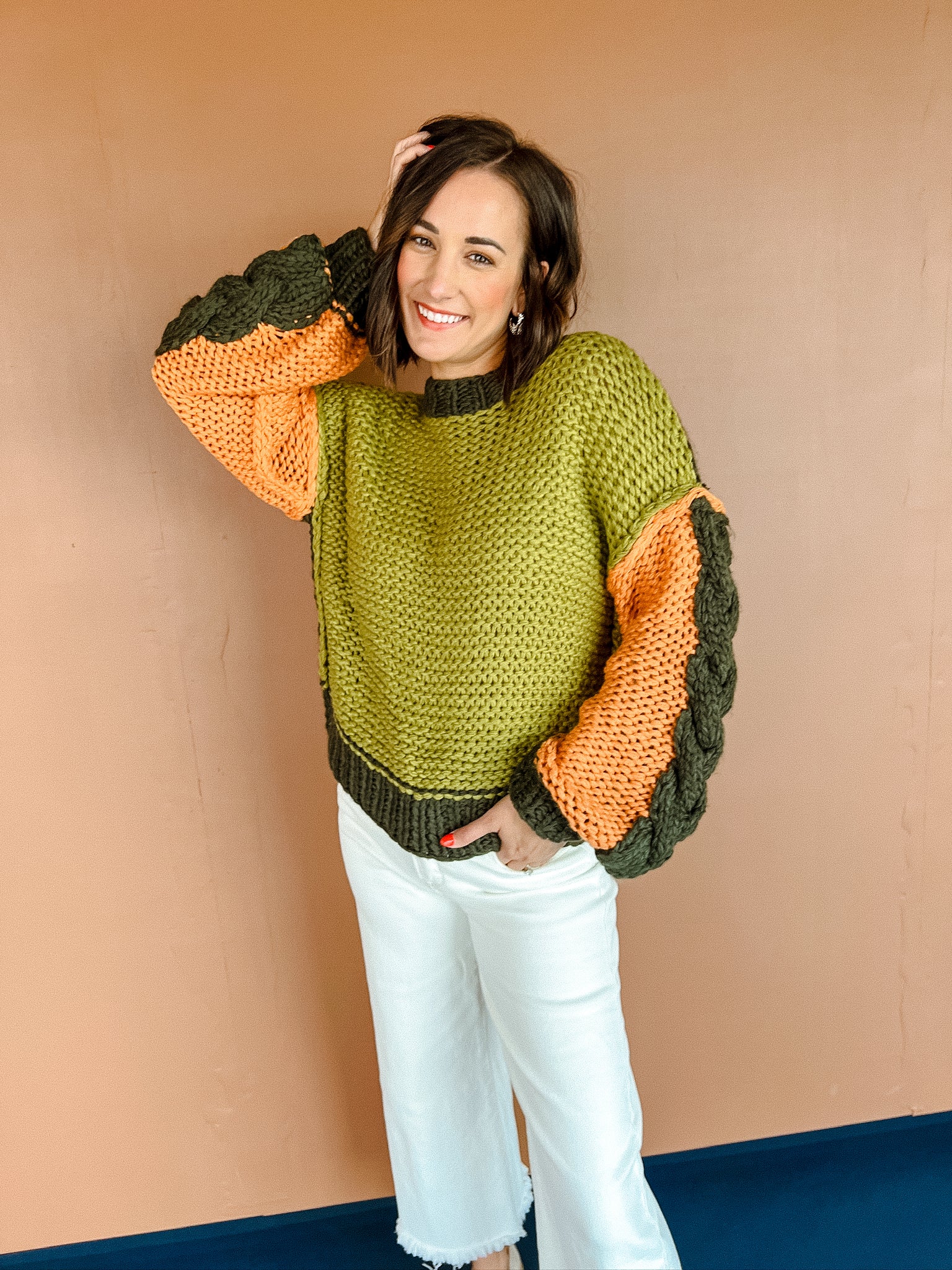 Good Intentions Chunky Knit Sweater - Olive