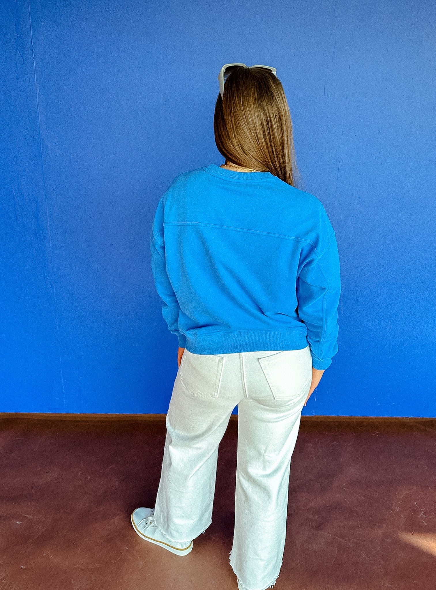 Oakland Zipper Detail Sweatshirt - Cornflower/Bright Blue