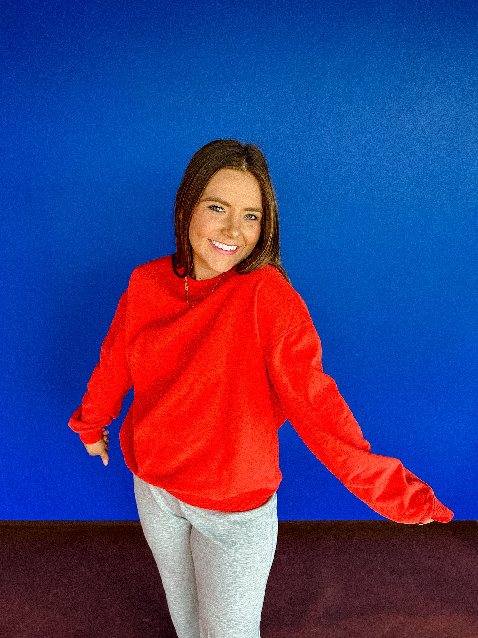 Staci Soft Fleece Sweatshirt - Warm Red