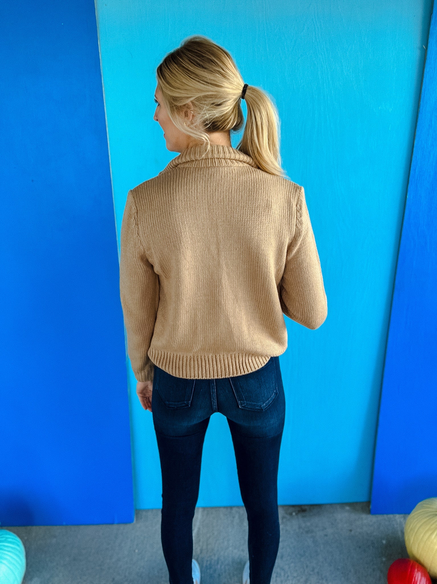 Melissa Sweater Jacket - Beige + Light Camel