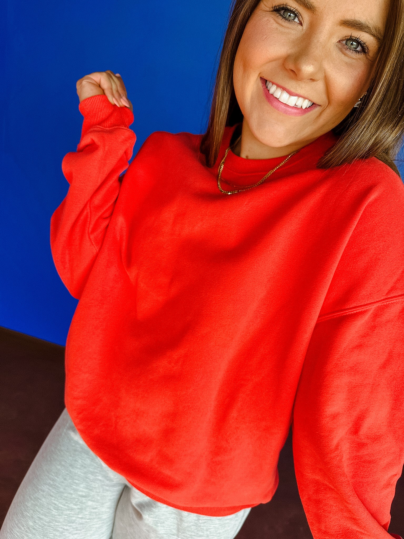 Staci Soft Fleece Sweatshirt - Warm Red