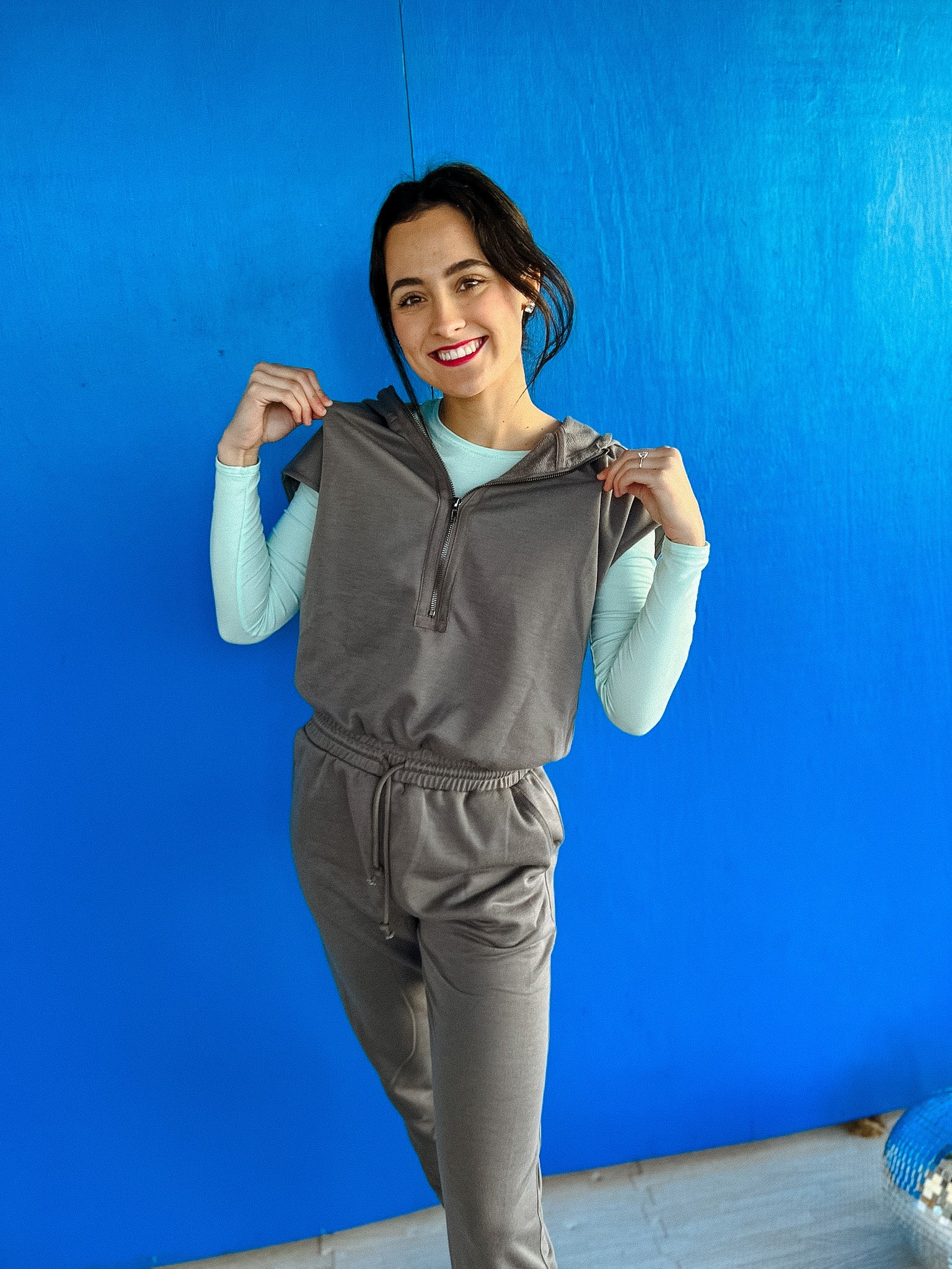 Gladys French Terry Jumpsuit - Mole
