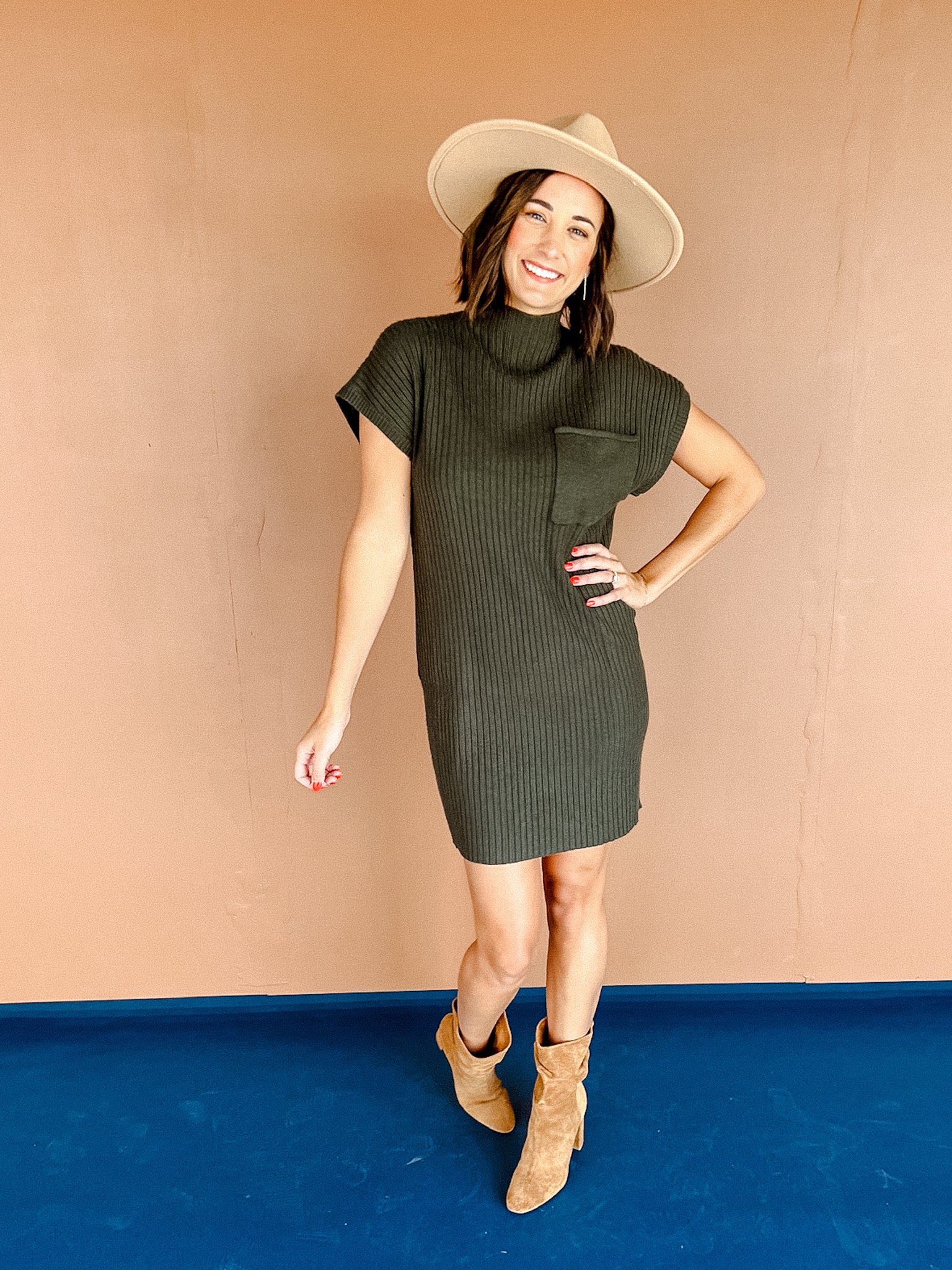 Annabelle Sweater Dress - Dark Olive