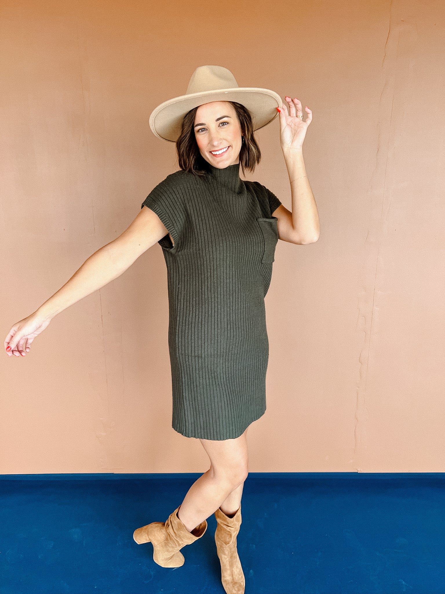 Annabelle Sweater Dress - Dark Olive