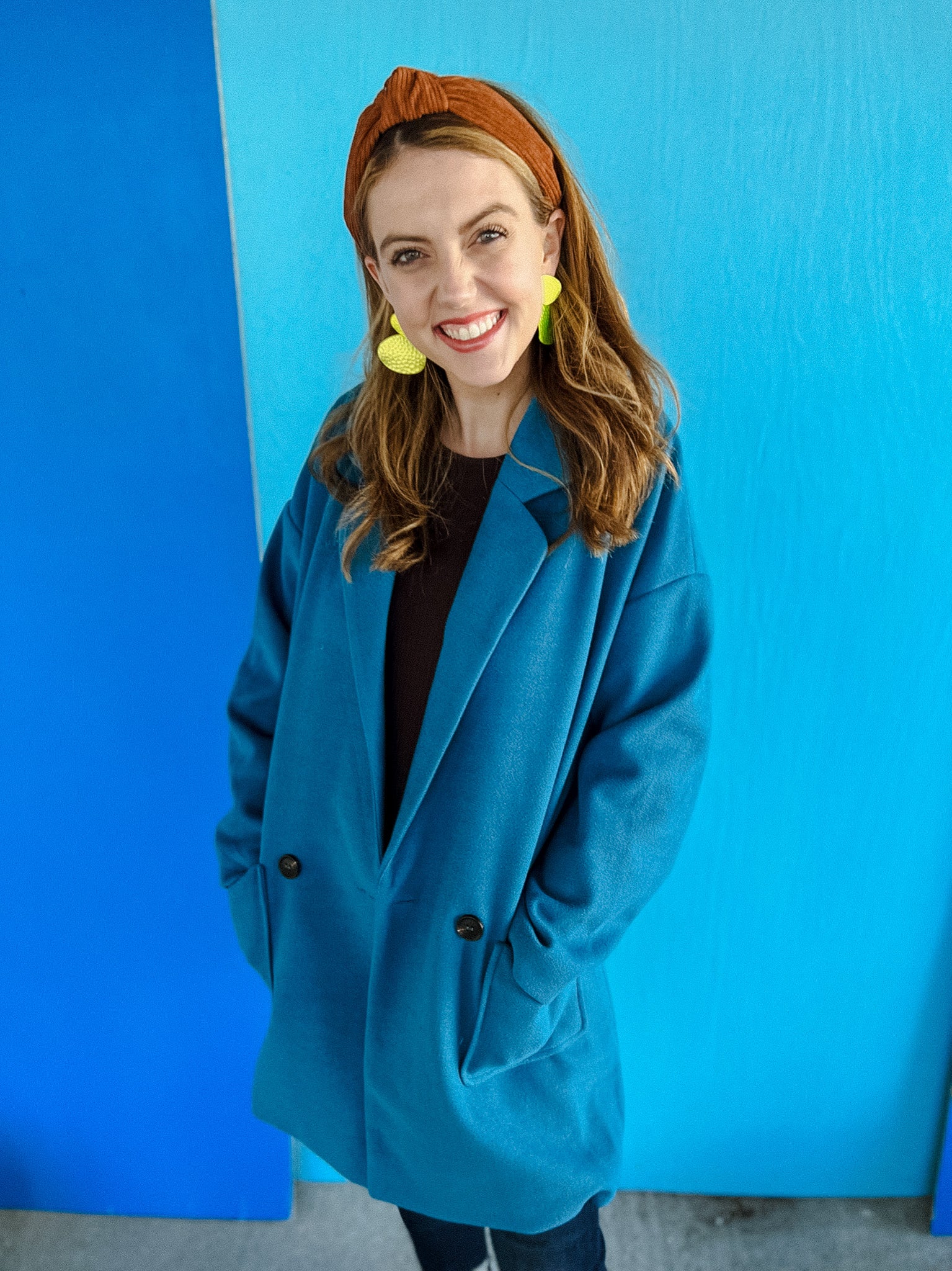 Chic On The Go Double Button Coat - Autumn Blue