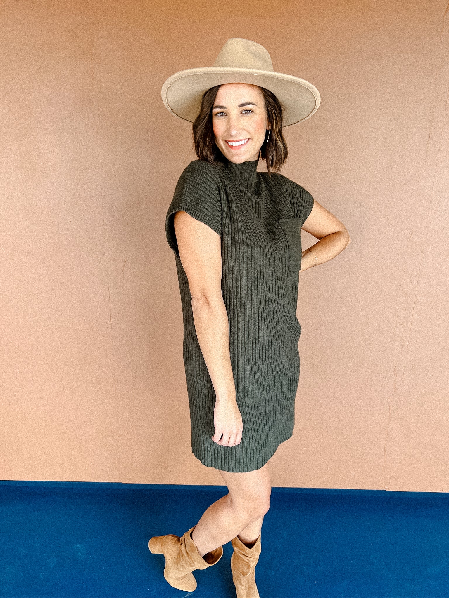 Annabelle Sweater Dress - Dark Olive