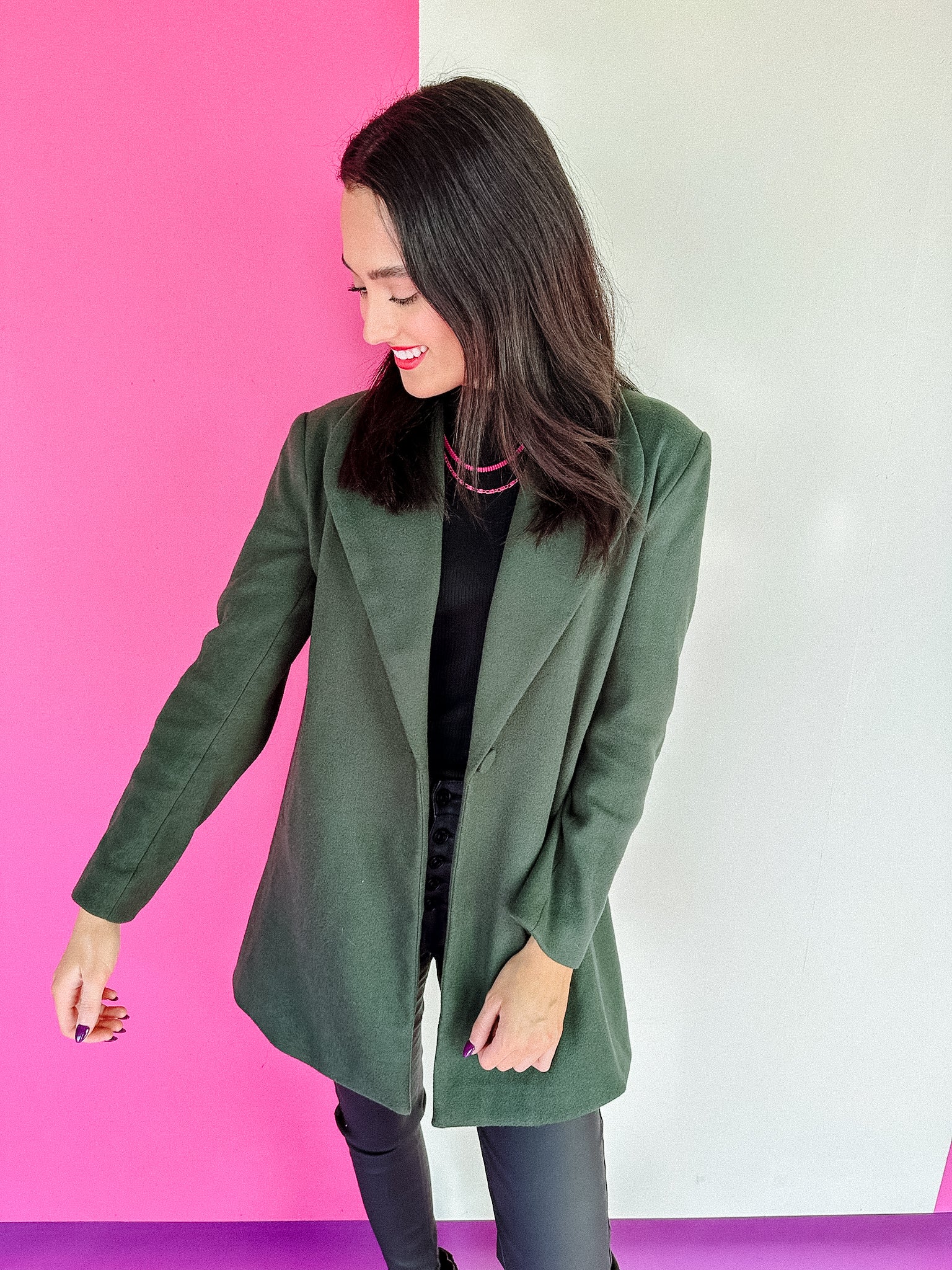 [Ellevate Basics] Penelope Peacoat - Dark Forest Green