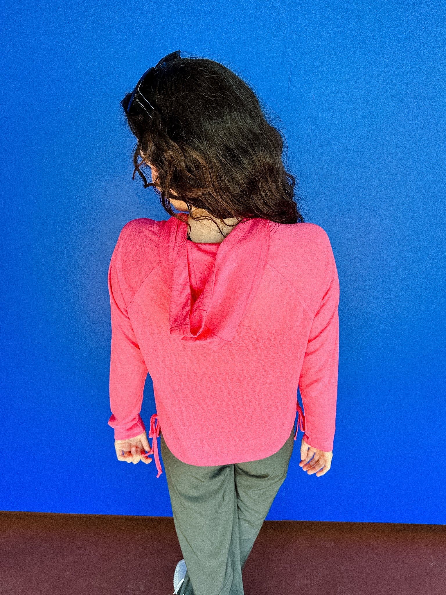 Isla Hooded Long Sleeve Top - Hot Pink