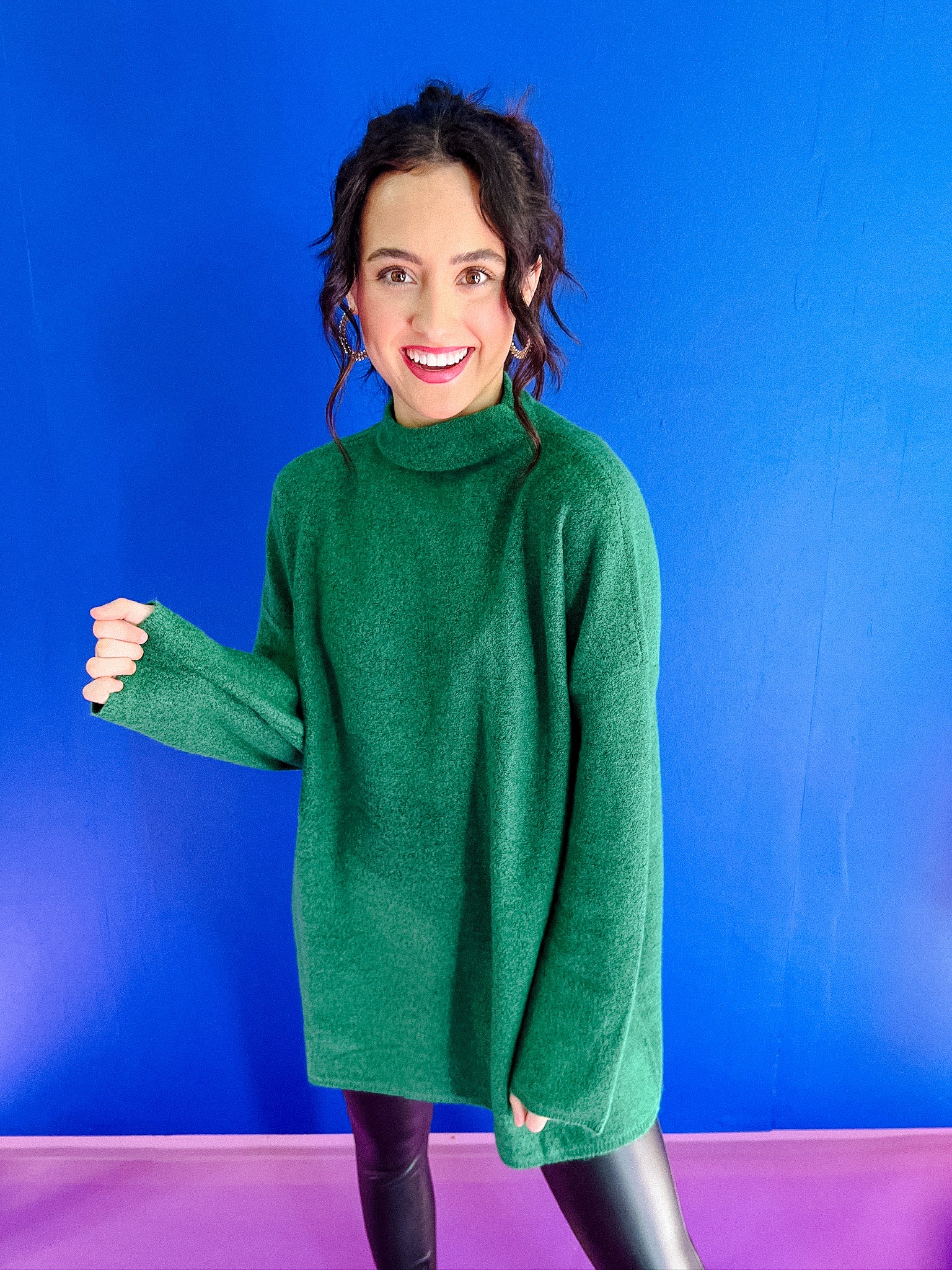 Brenda Tunic Sweater - Dark Emerald