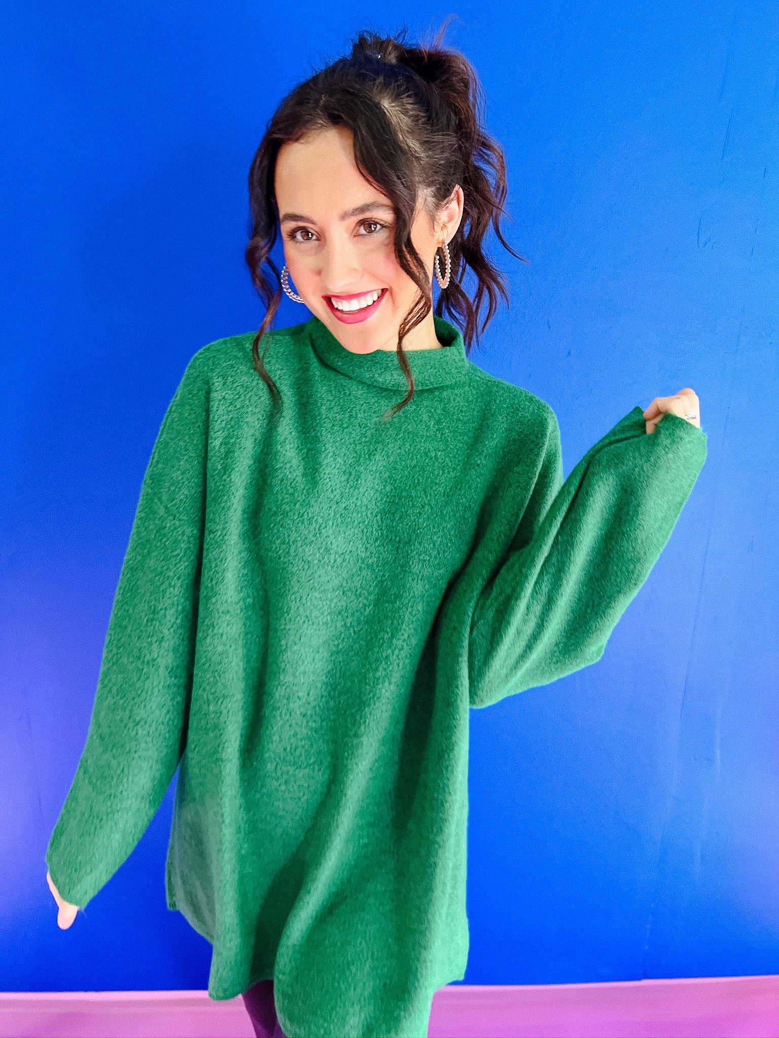 Brenda Tunic Sweater - Dark Emerald