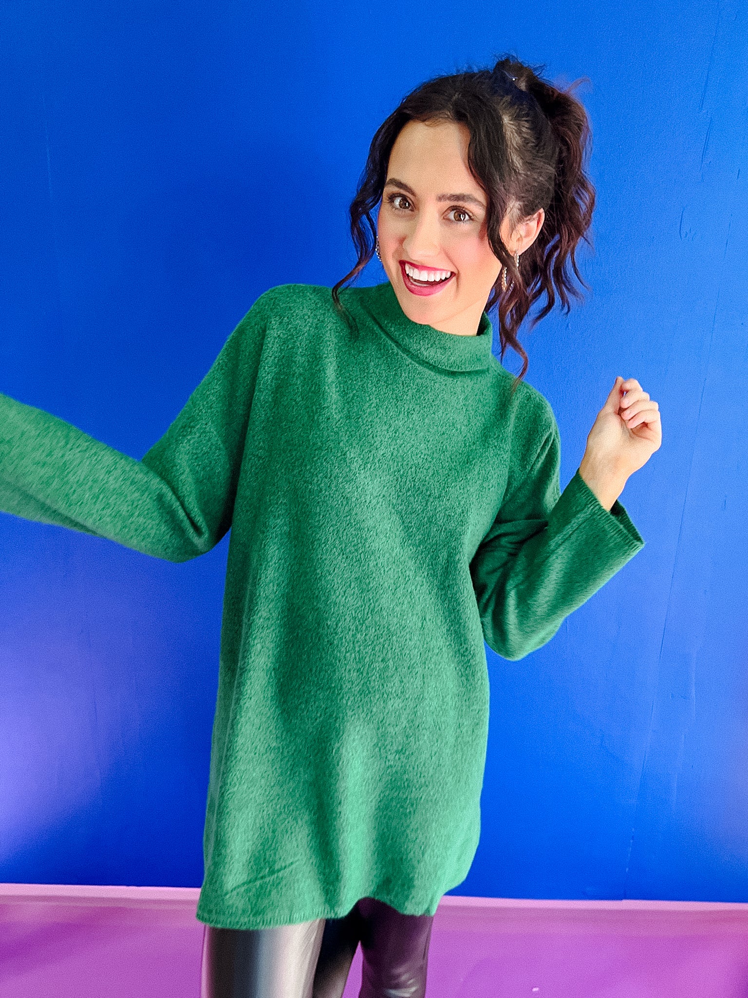 Brenda Tunic Sweater - Dark Emerald