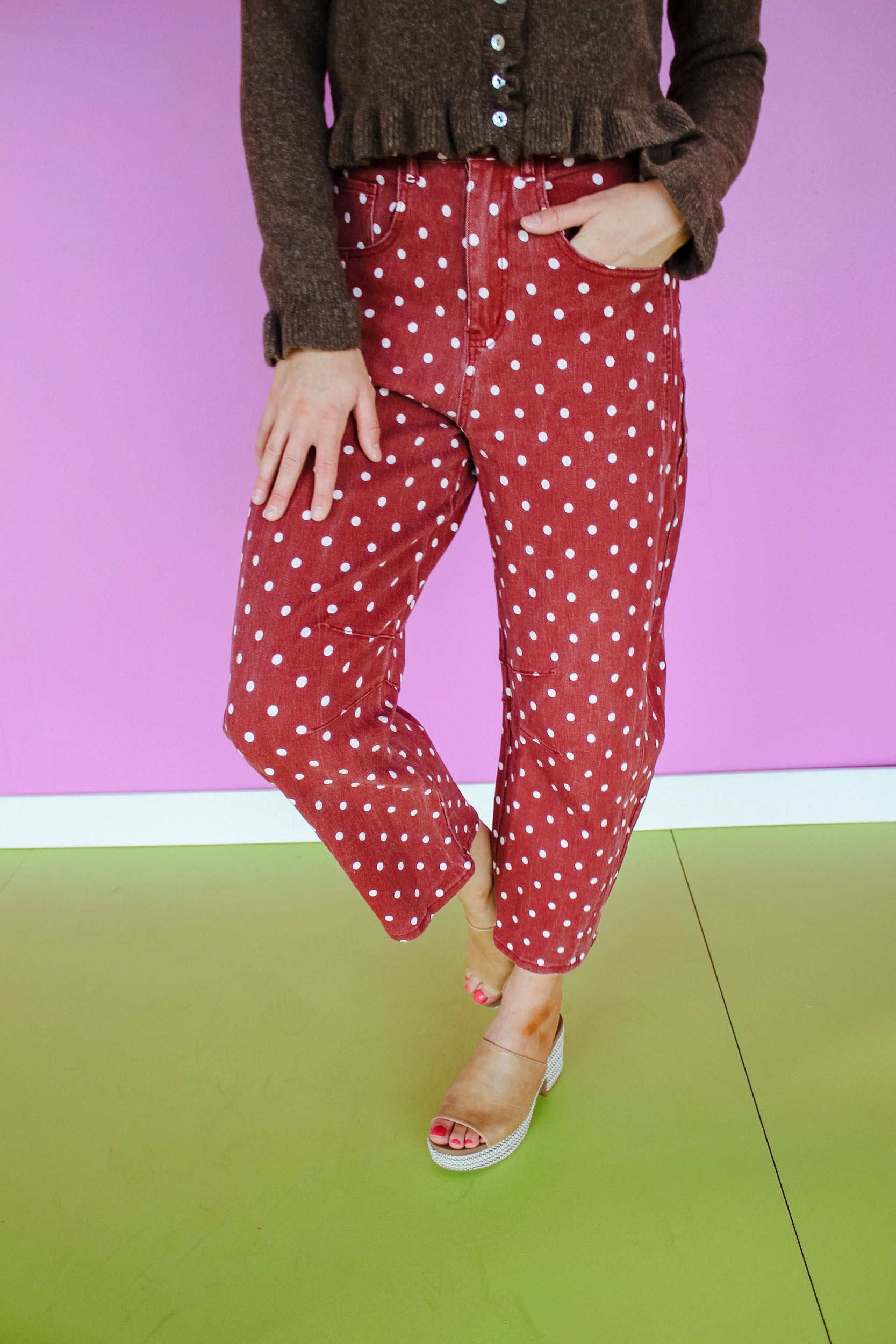 Fall Harmony Polka Dot Barrel Pants