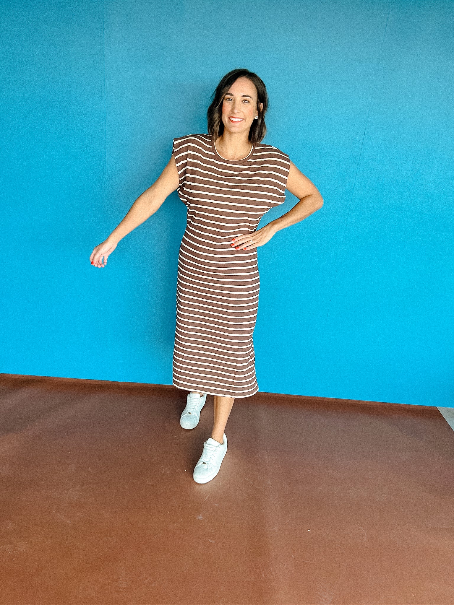 Catalina Striped Midi Dress - Coffee + Oyster