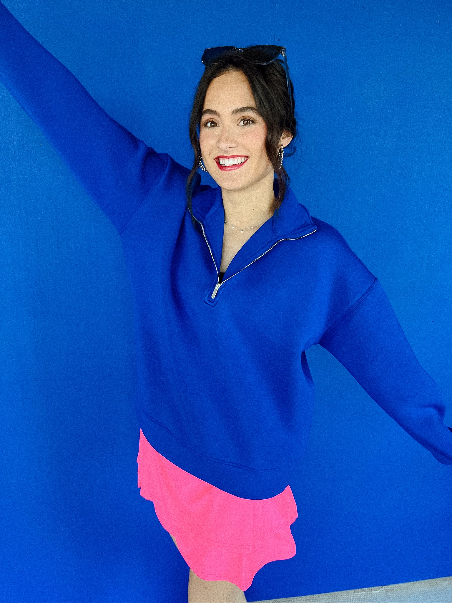 Toni Quarter Zip - Bright Navy