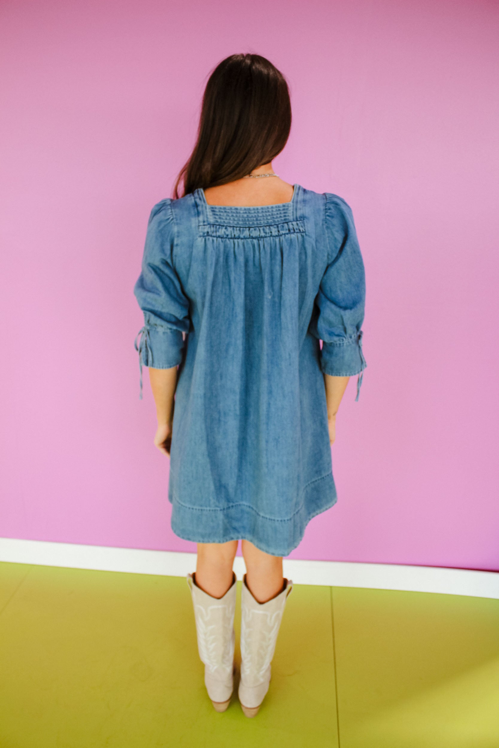 Lucia Smocked Denim Dress