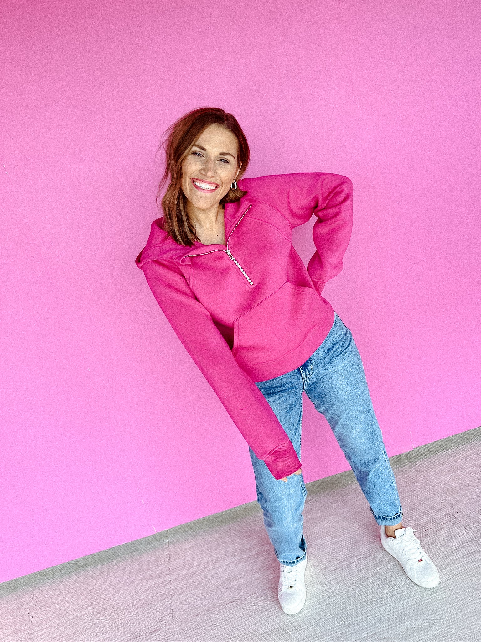 [Ellevate Basics] Siena Scuba Sweatshirt - Cool Pink