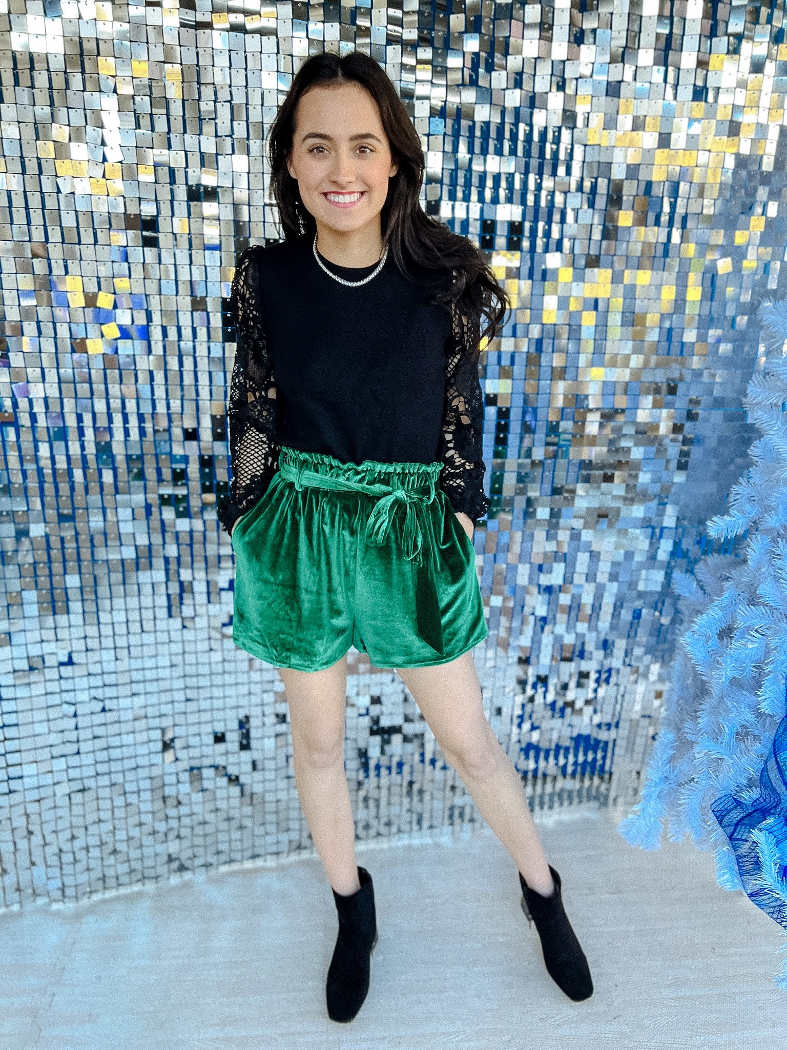 Sophie Velvet Short - Dark Emerald