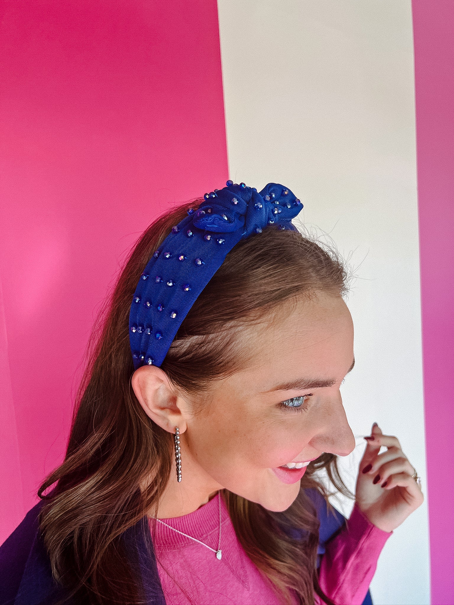 [Treasure Jewels] Alyssa Beaded Knot Headband - Bright Navy