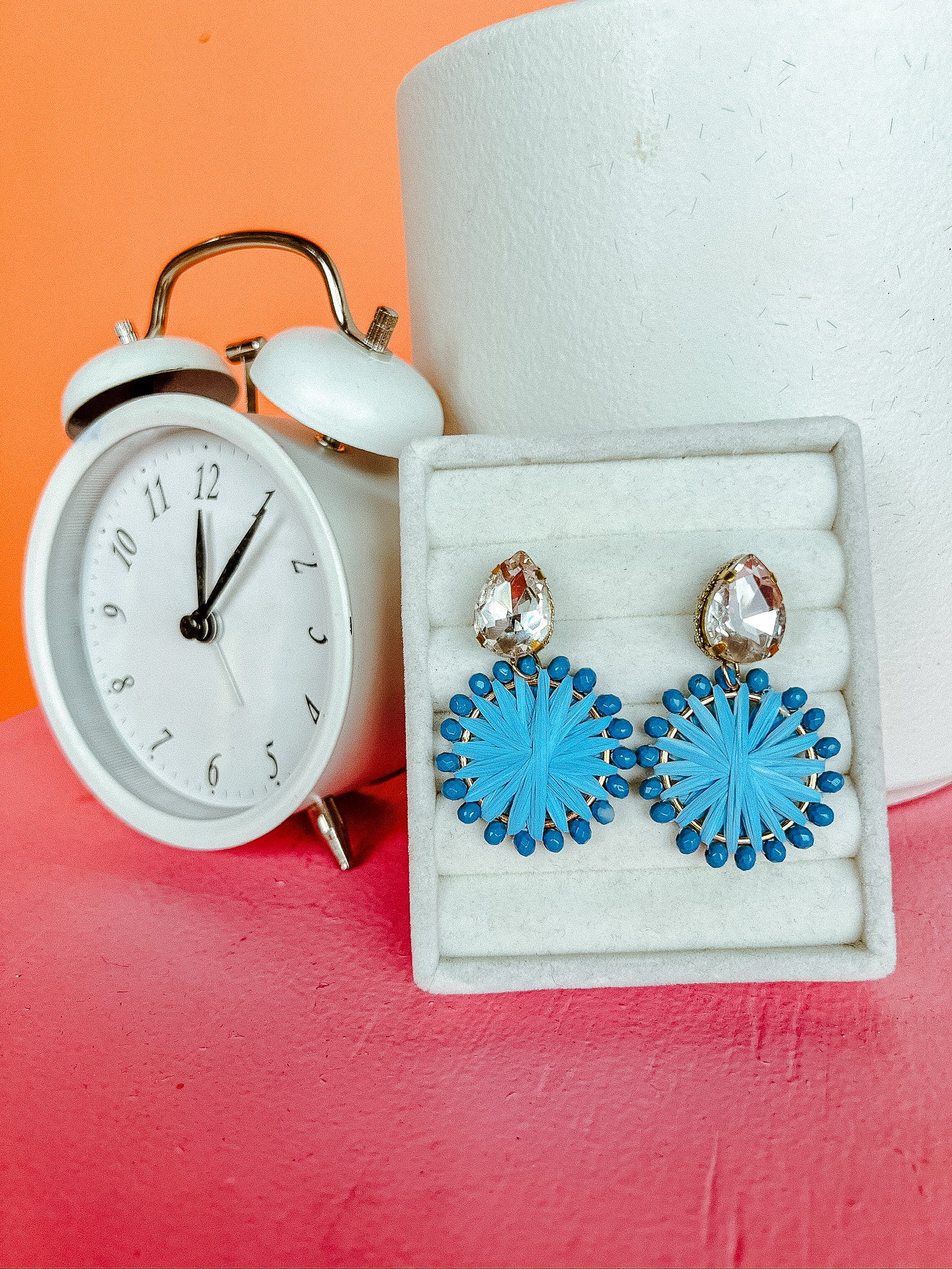 Radiant Gem Pendant Earrings - Powder Blue
