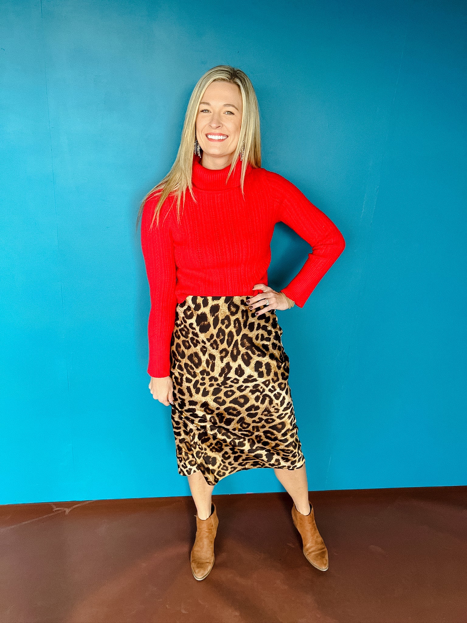 Rosalie Leopard Print Skirt - Brown + Cinnamon + Tan