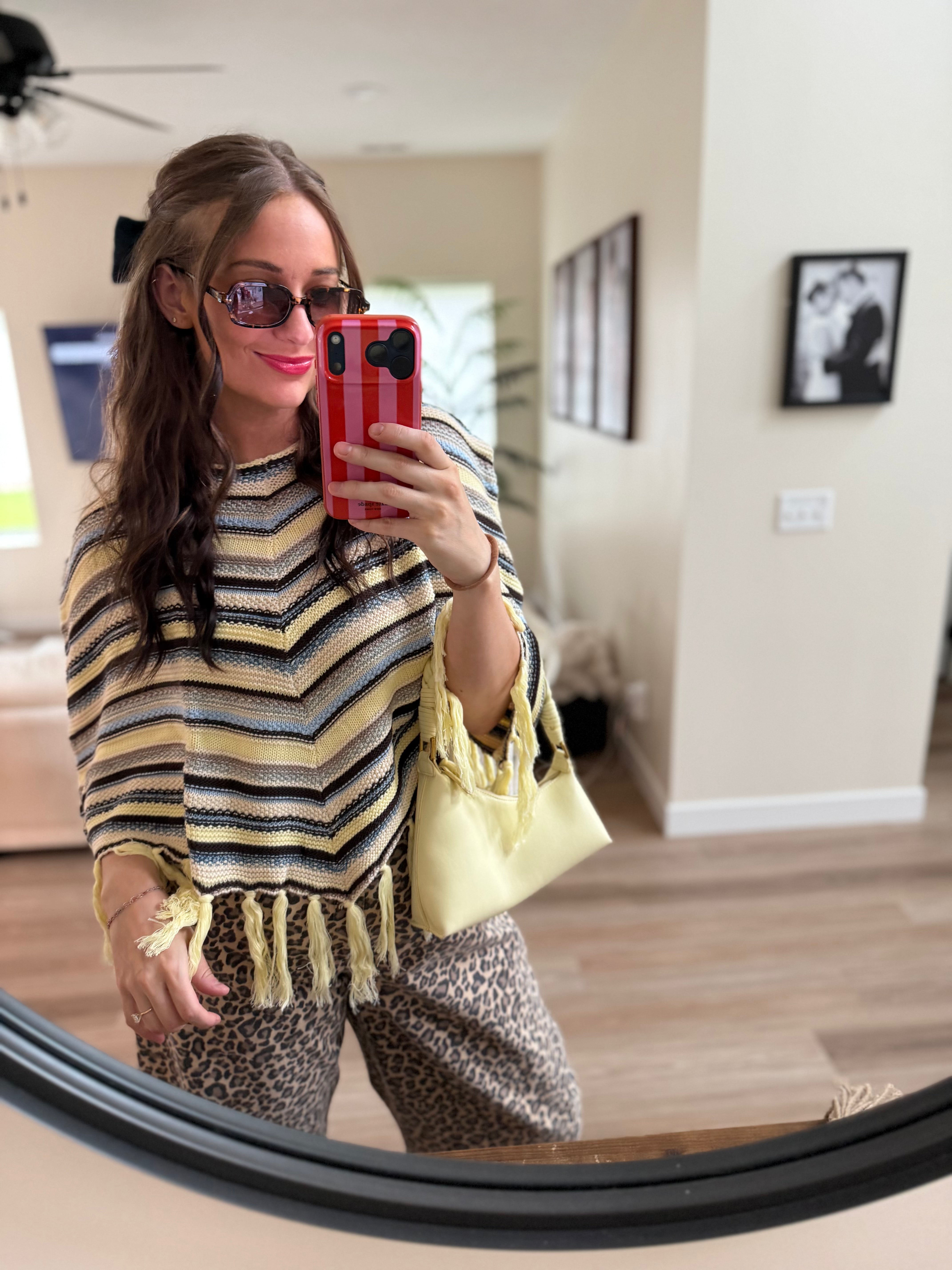 Golden Hour Striped Poncho