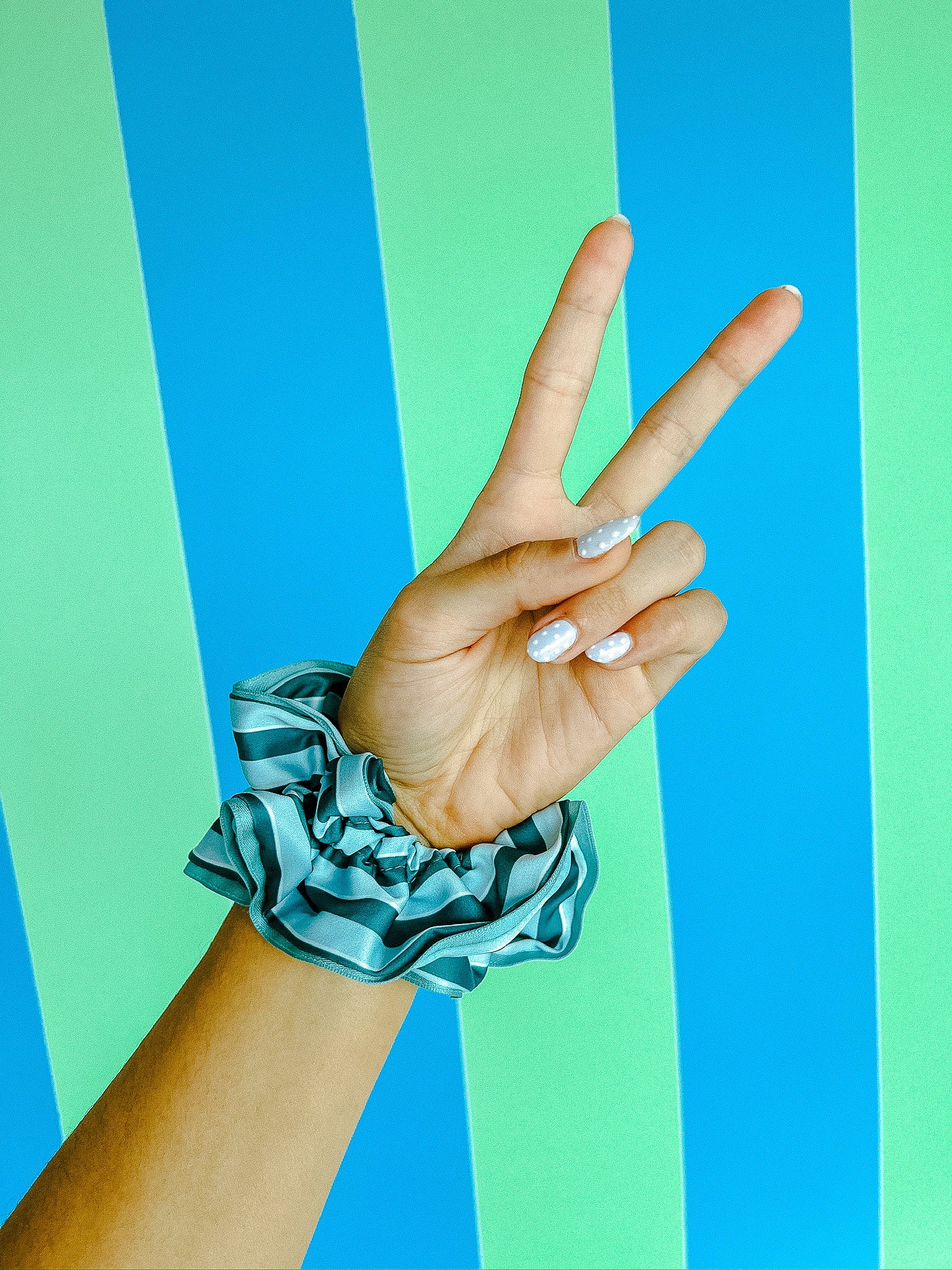 Ruffle Up Scrunchie - Kingfisher + Light Duck Egg