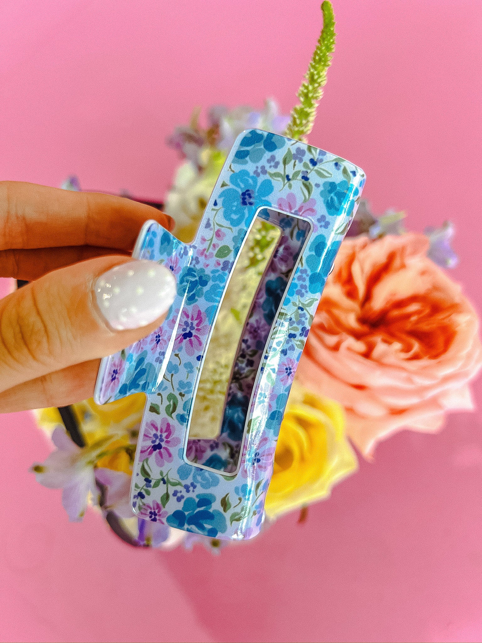 Secret Garden Hair Claw Clip - Sky Blue + Lavender