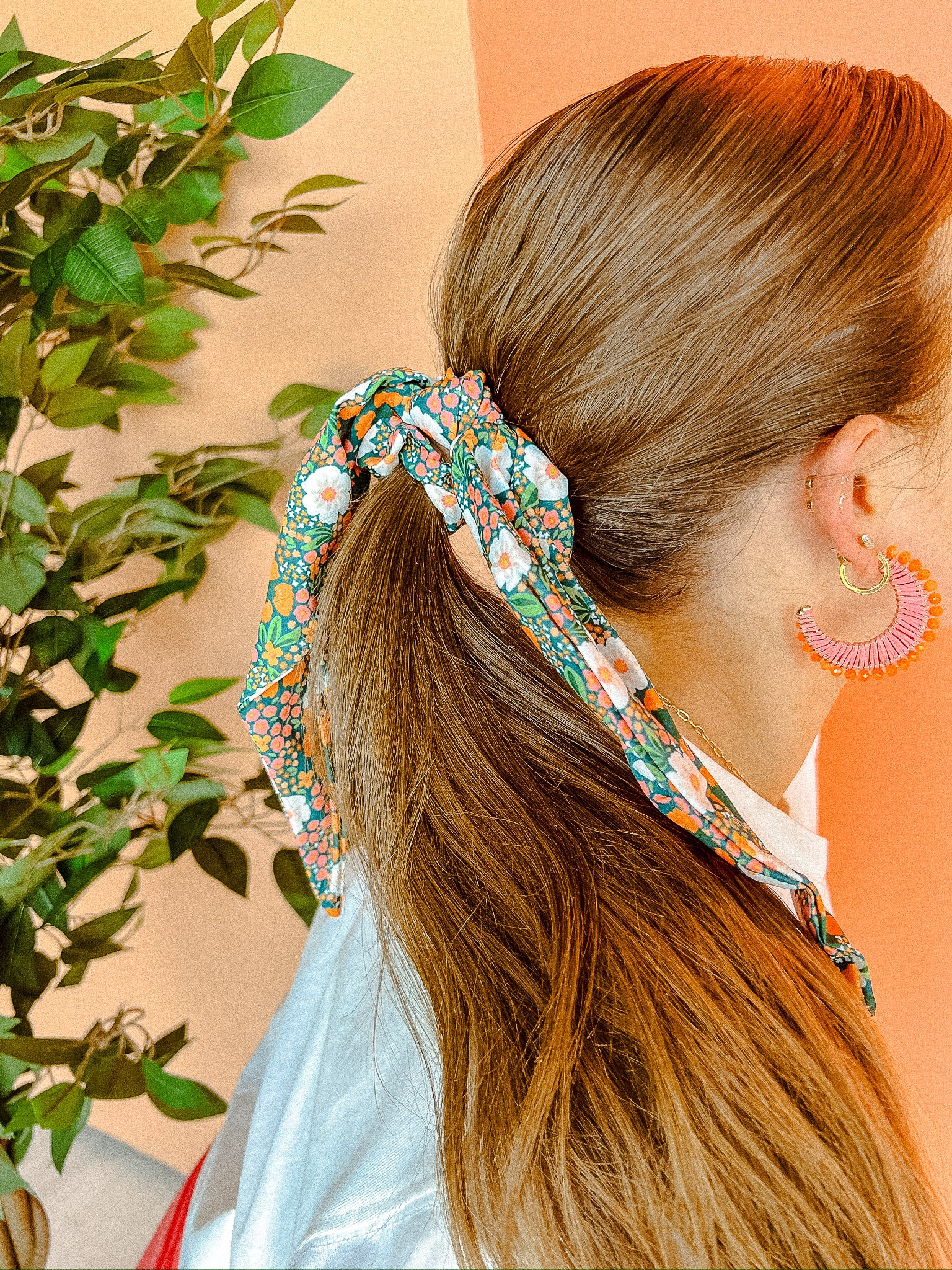 Sweet Meadow Floral Scarf Scrunchie